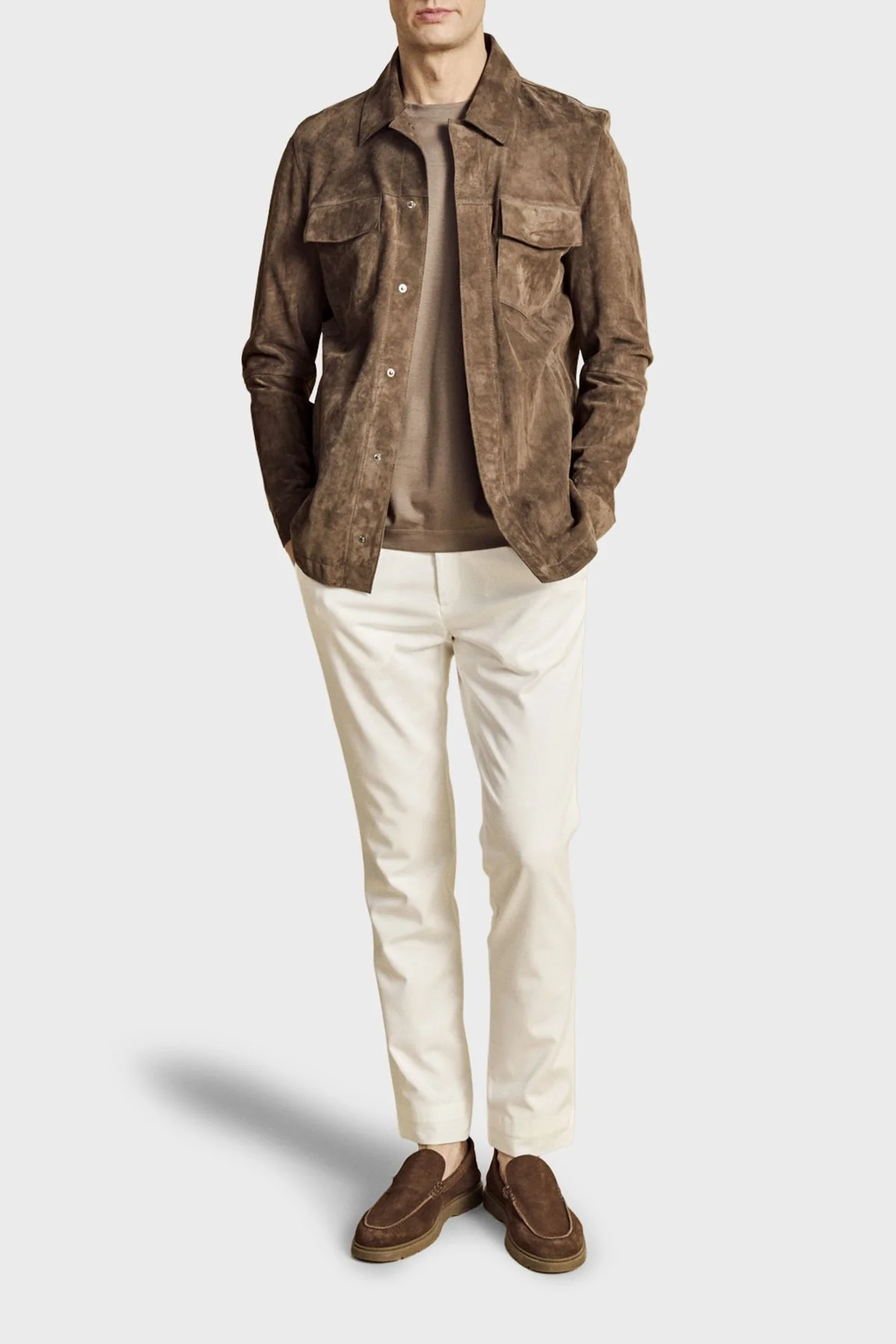 Brooks Brothers Normal Bel Daralan Paça Liyosel Chino Erkek Pantolon BBSS26MPT001101 KIRIK BEYAZ - 5
