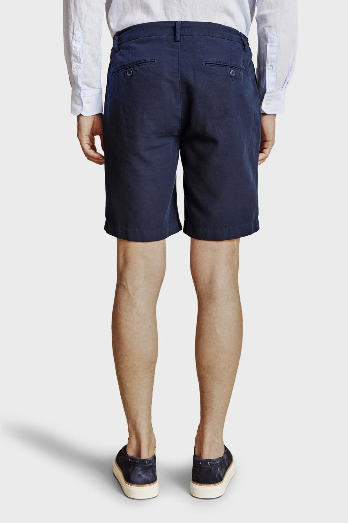 Brooks Brothers Pamuk ve Keten Karışımlı Bağcıklı Erkek Şort BBSS26MSO003137 LACİVERT - 3