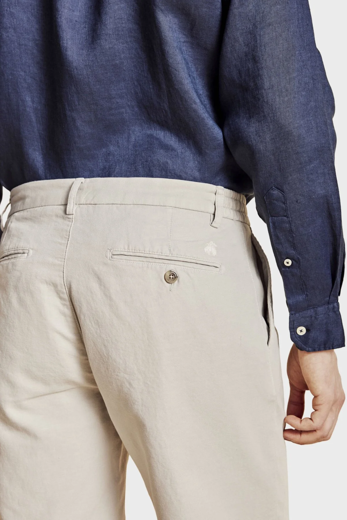 Brooks Brothers Pamuk ve Keten Karışımlı Bağcıklı Erkek Şort BBSS26MSO003164 TAŞ - 5