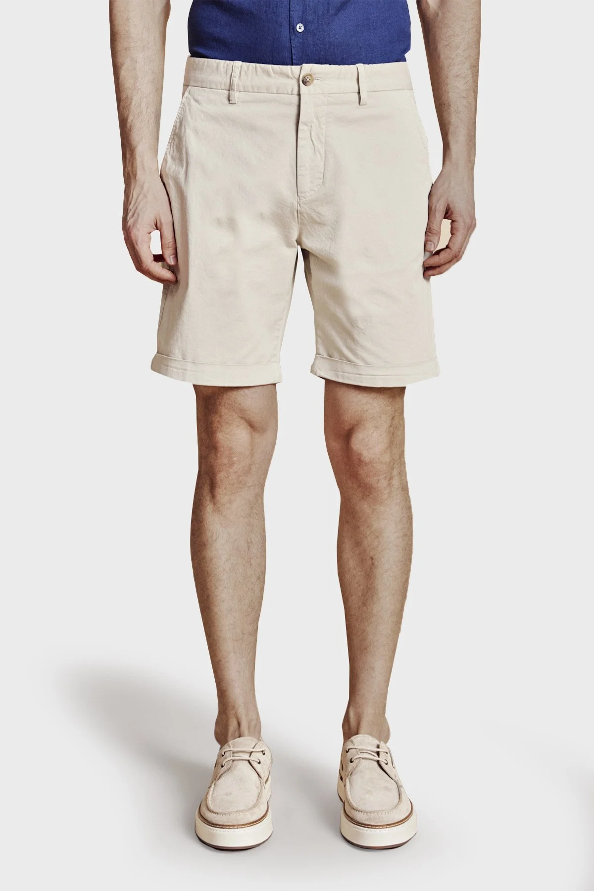 Brooks Brothers Pamuklu Duble Paça Normal Bel Bermuda Erkek Şort BBSS26MSO004142 BEJ - 1