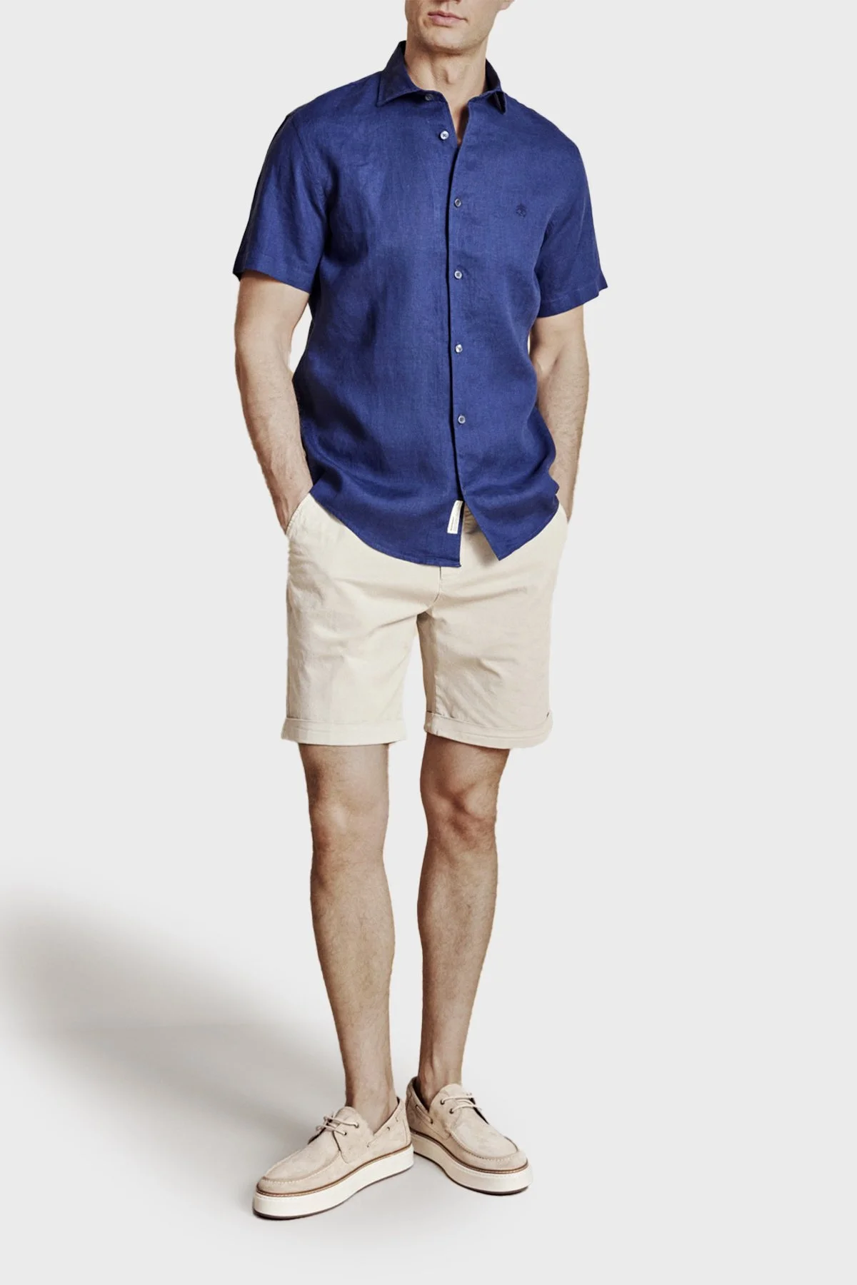Brooks Brothers Pamuklu Duble Paça Normal Bel Bermuda Erkek Şort BBSS26MSO004142 BEJ - 2