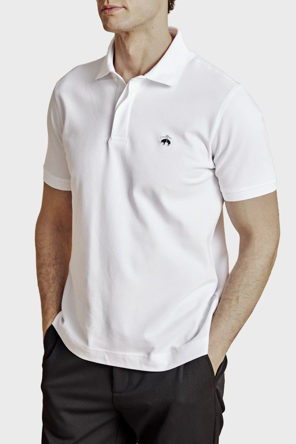 Brooks Brothers Pamuklu Regular Fit Düğmeli Erkek Polo Yaka T Shirt BBSS26MTS001100 BEYAZ - 3