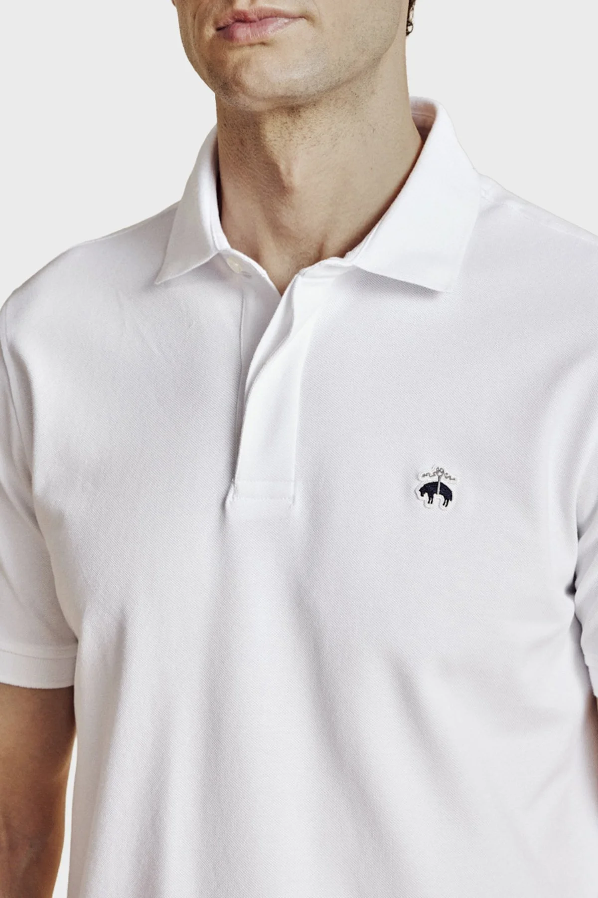 Brooks Brothers Pamuklu Regular Fit Düğmeli Erkek Polo Yaka T Shirt BBSS26MTS001100 BEYAZ - 4