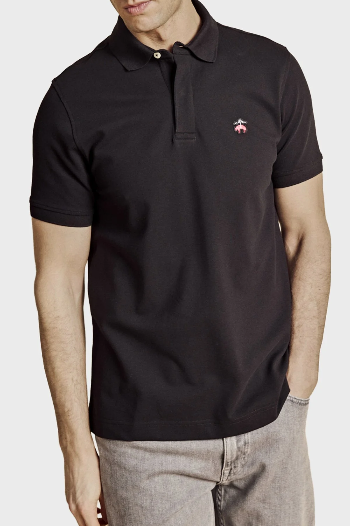 Brooks Brothers Pamuklu Regular Fit Düğmeli Erkek Polo Yaka T Shirt BBSS26MTS001112 SİYAH - 1