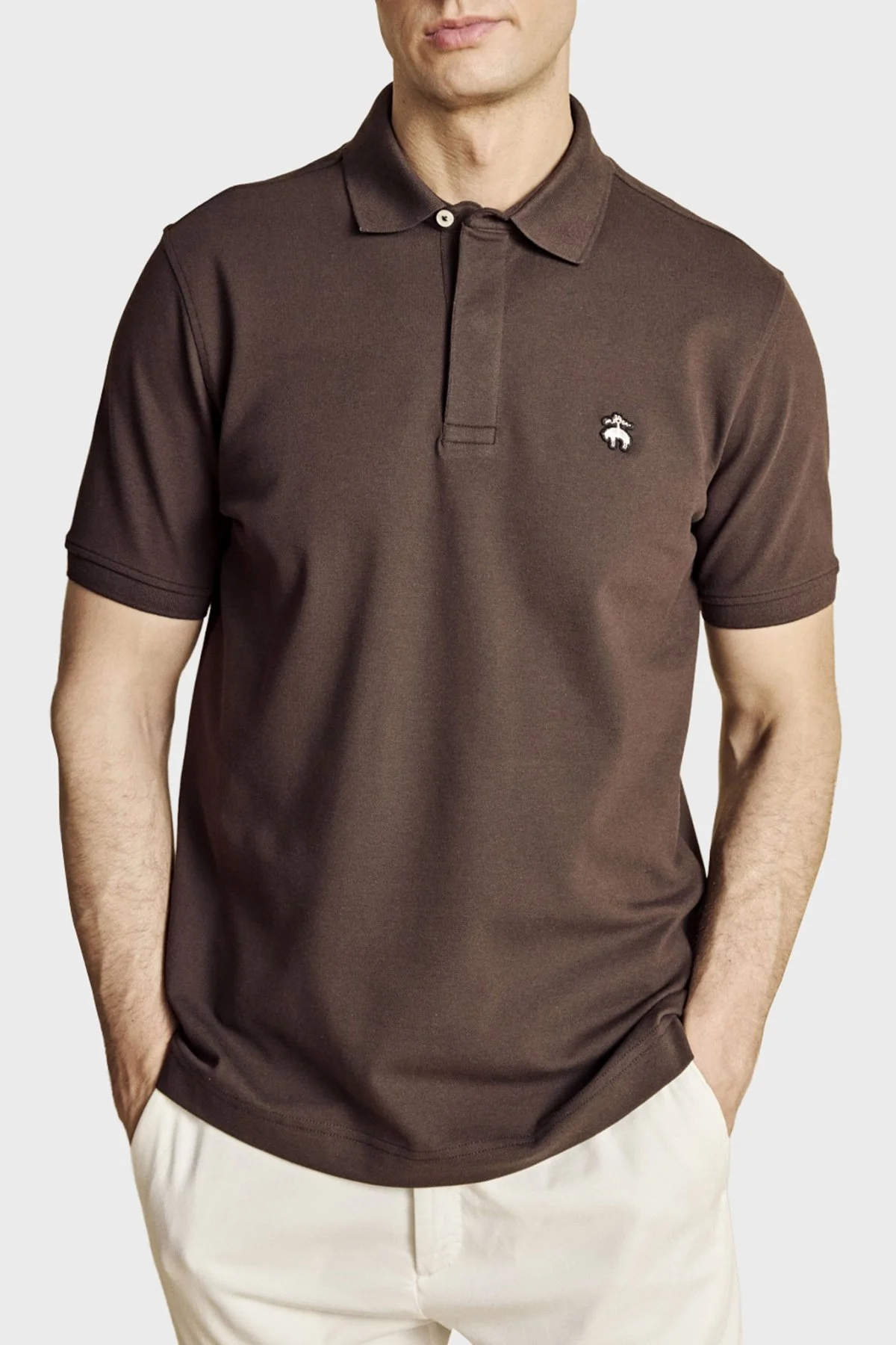 Brooks Brothers Pamuklu Regular Fit Düğmeli Erkek Polo Yaka T Shirt BBSS26MTS001150 KAHVE - 1