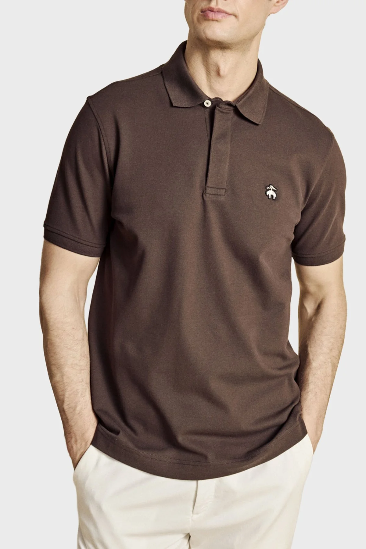 Brooks Brothers Pamuklu Regular Fit Düğmeli Erkek Polo Yaka T Shirt BBSS26MTS001150 KAHVE - 3
