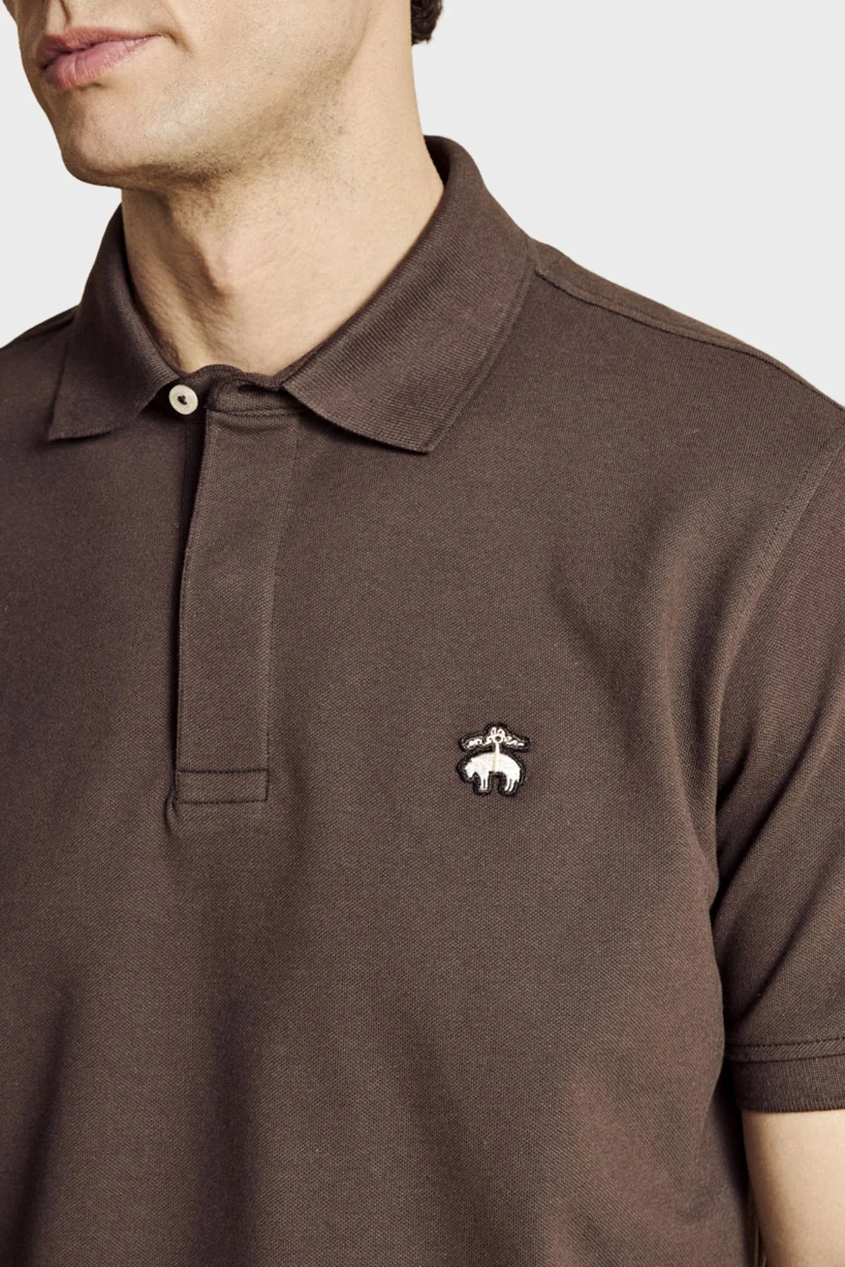 Brooks Brothers Pamuklu Regular Fit Düğmeli Erkek Polo Yaka T Shirt BBSS26MTS001150 KAHVE - 4