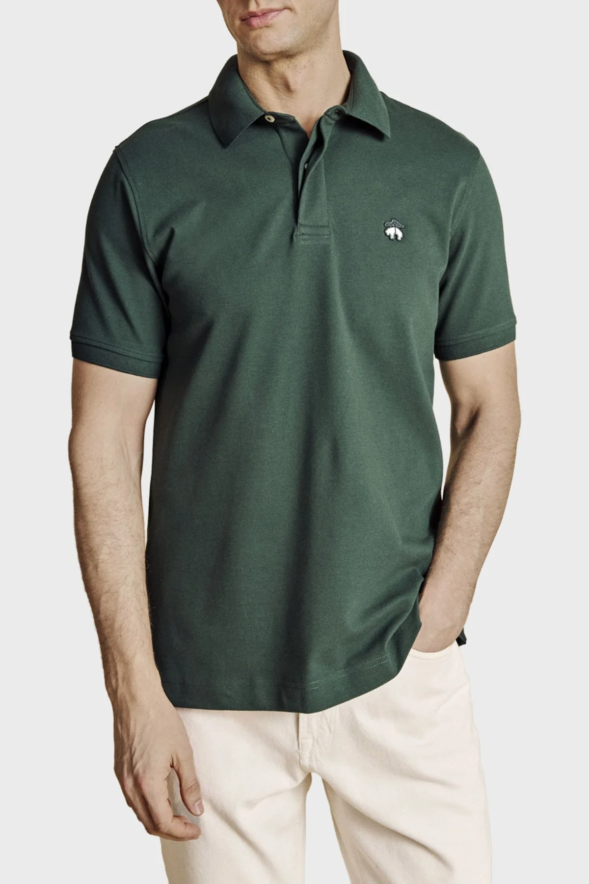 Brooks Brothers Pamuklu Regular Fit Düğmeli Erkek Polo Yaka T Shirt BBSS26MTS001155 KOYU YEŞİL - 1