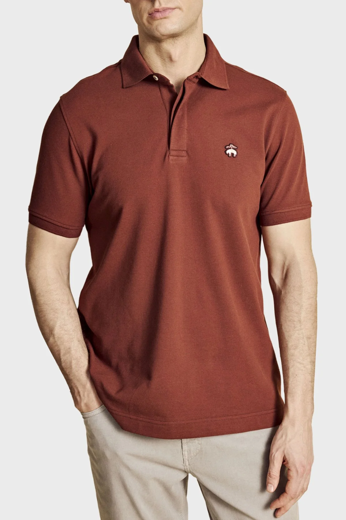 Brooks Brothers Pamuklu Regular Fit Düğmeli Erkek Polo Yaka T Shirt BBSS26MTS001439 KOYU KİREMİT-BAKIR - 1