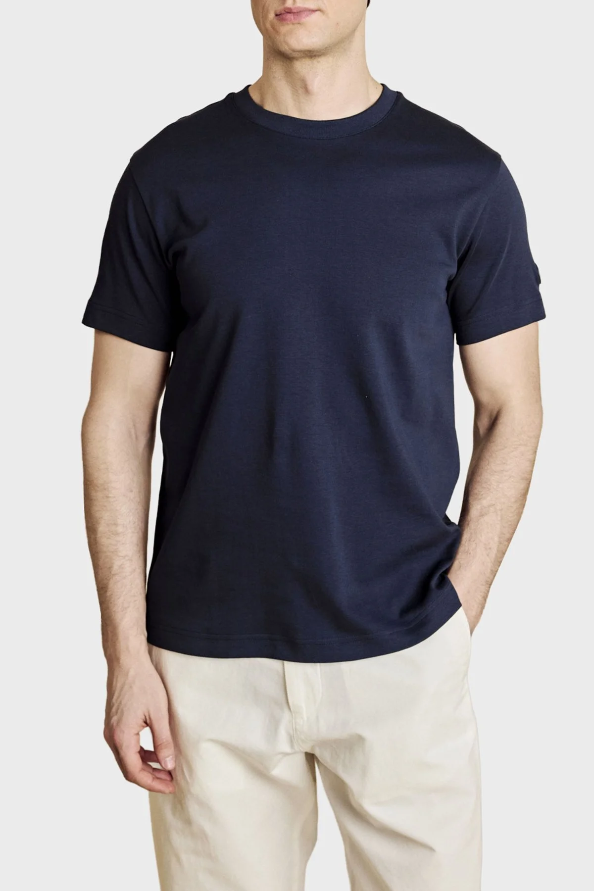 Brooks Brothers Patch Logolu % 100 Pamuk Bisiklet Yaka Erkek T Shirt BBSS26MTS002137 Lacivert - 1