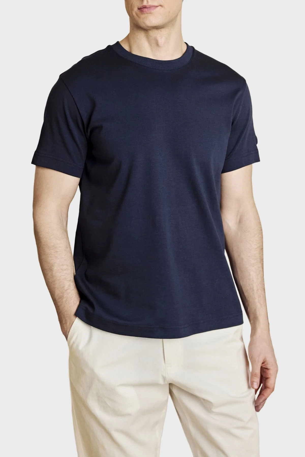 Brooks Brothers Patch Logolu % 100 Pamuk Bisiklet Yaka Erkek T Shirt BBSS26MTS002137 Lacivert - 5