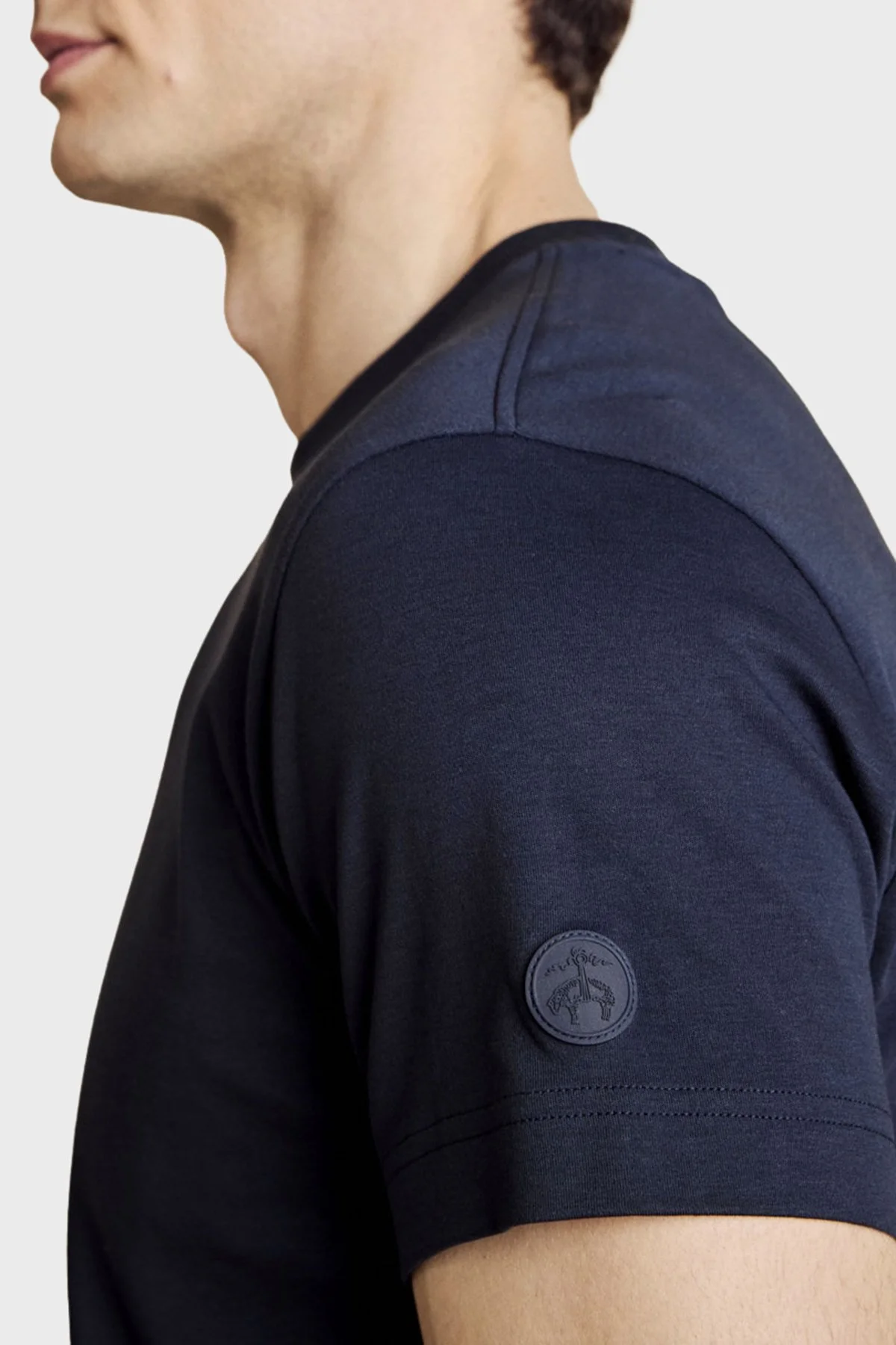 Brooks Brothers Patch Logolu % 100 Pamuk Bisiklet Yaka Erkek T Shirt BBSS26MTS002137 Lacivert - 6