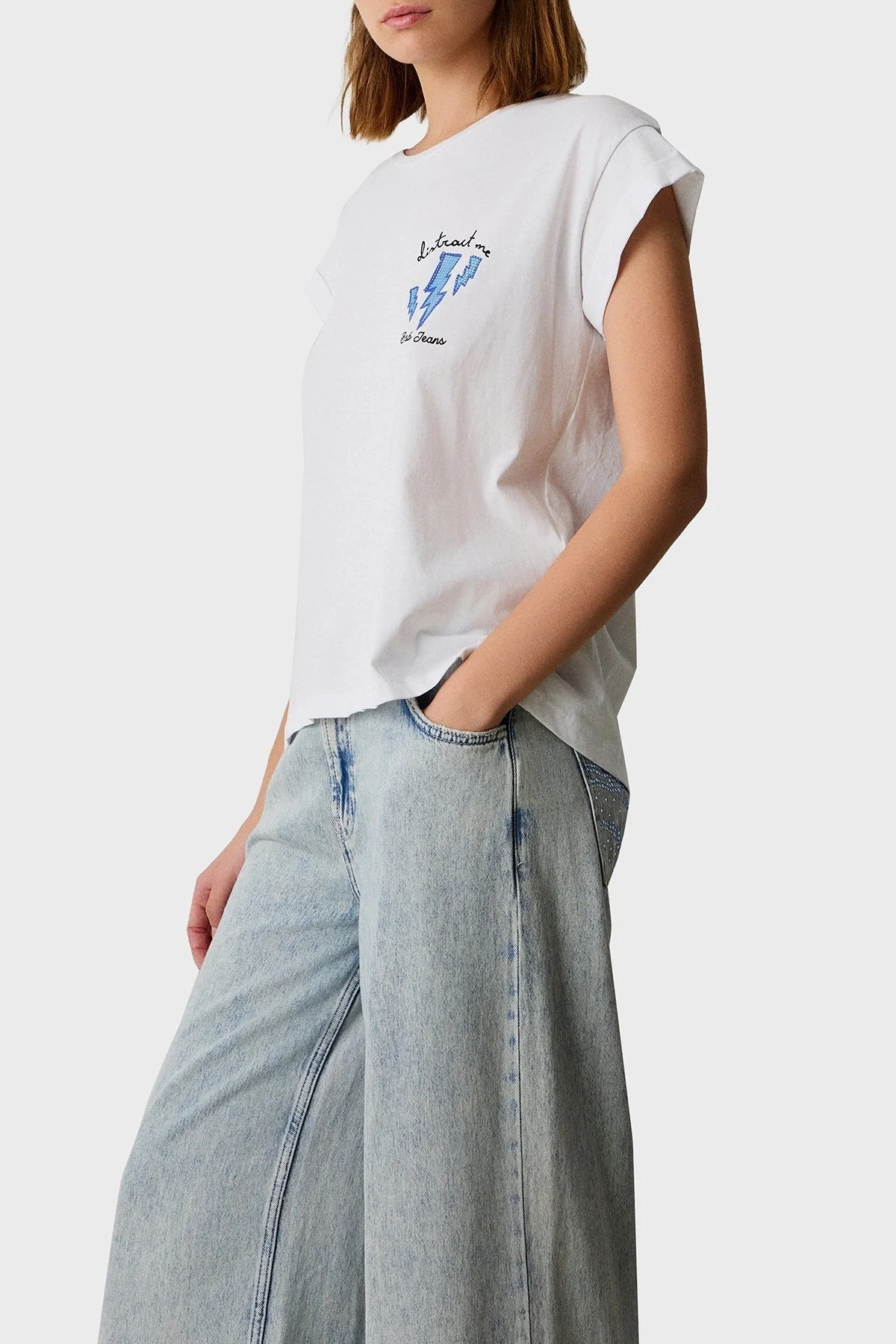 BSB % 100 Pamuk Regular Fit Bisiklet Yaka Baskılı Bayan T Shirt 053-210006.002 BEYAZ - 2