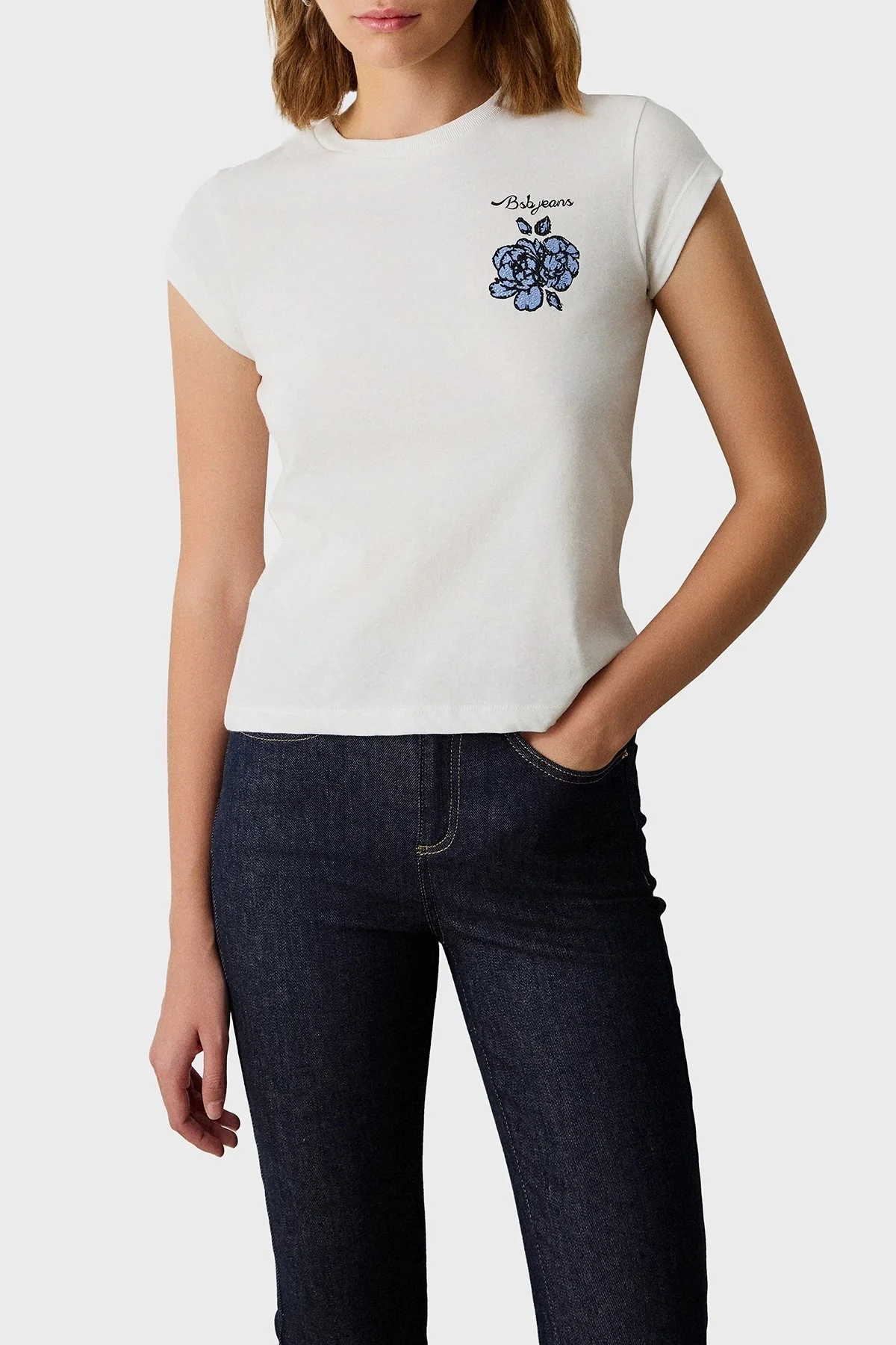 BSB % 100 Pamuk Regular Fit Bisiklet Yaka Sırt Baskılı Bayan T Shirt 053-210007.004 EKRU - 1