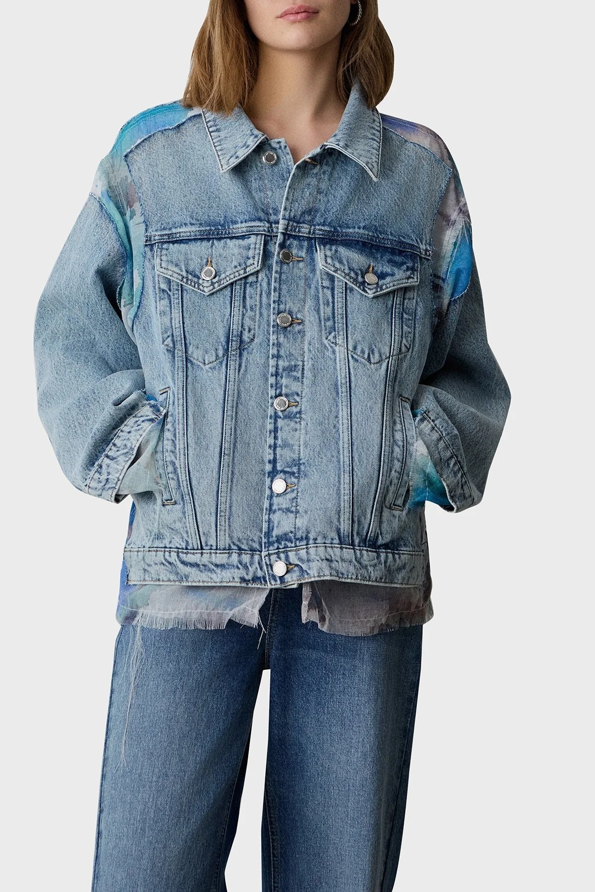 BSB % 100 Pamuk Regular Fit Düz Yaka Kumaş Detaylı Bayan Kot Ceket 053-217904.097 MAVİ - 1