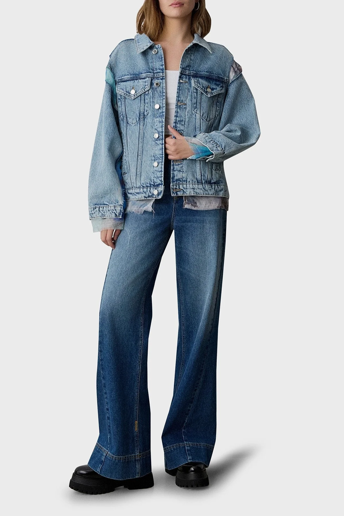 BSB % 100 Pamuk Regular Fit Düz Yaka Kumaş Detaylı Bayan Kot Ceket 053-217904.097 MAVİ - 2