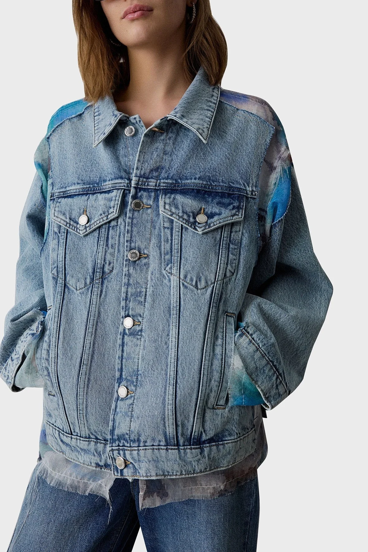 BSB % 100 Pamuk Regular Fit Düz Yaka Kumaş Detaylı Bayan Kot Ceket 053-217904.097 MAVİ - 4