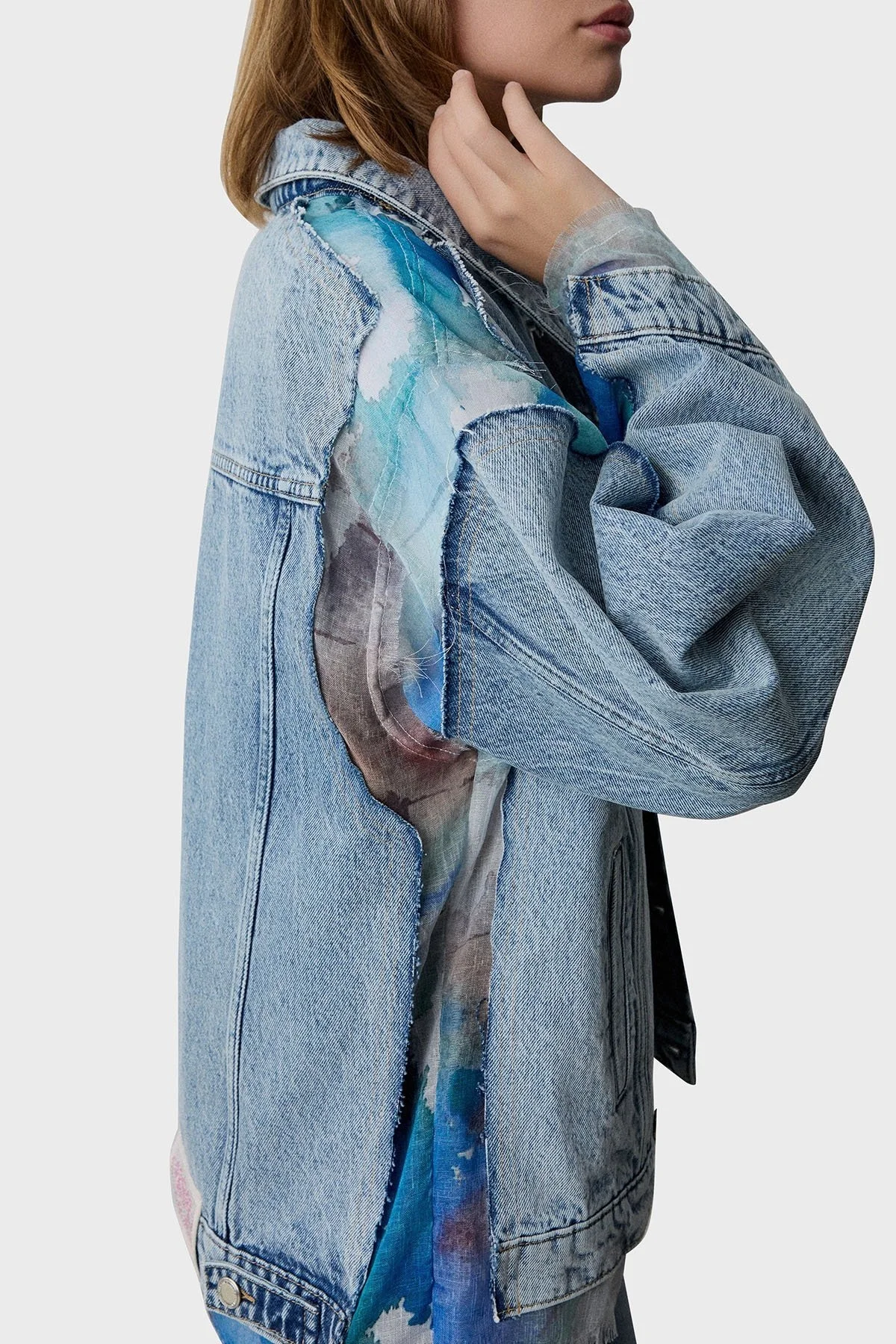 BSB % 100 Pamuk Regular Fit Düz Yaka Kumaş Detaylı Bayan Kot Ceket 053-217904.097 MAVİ - 6