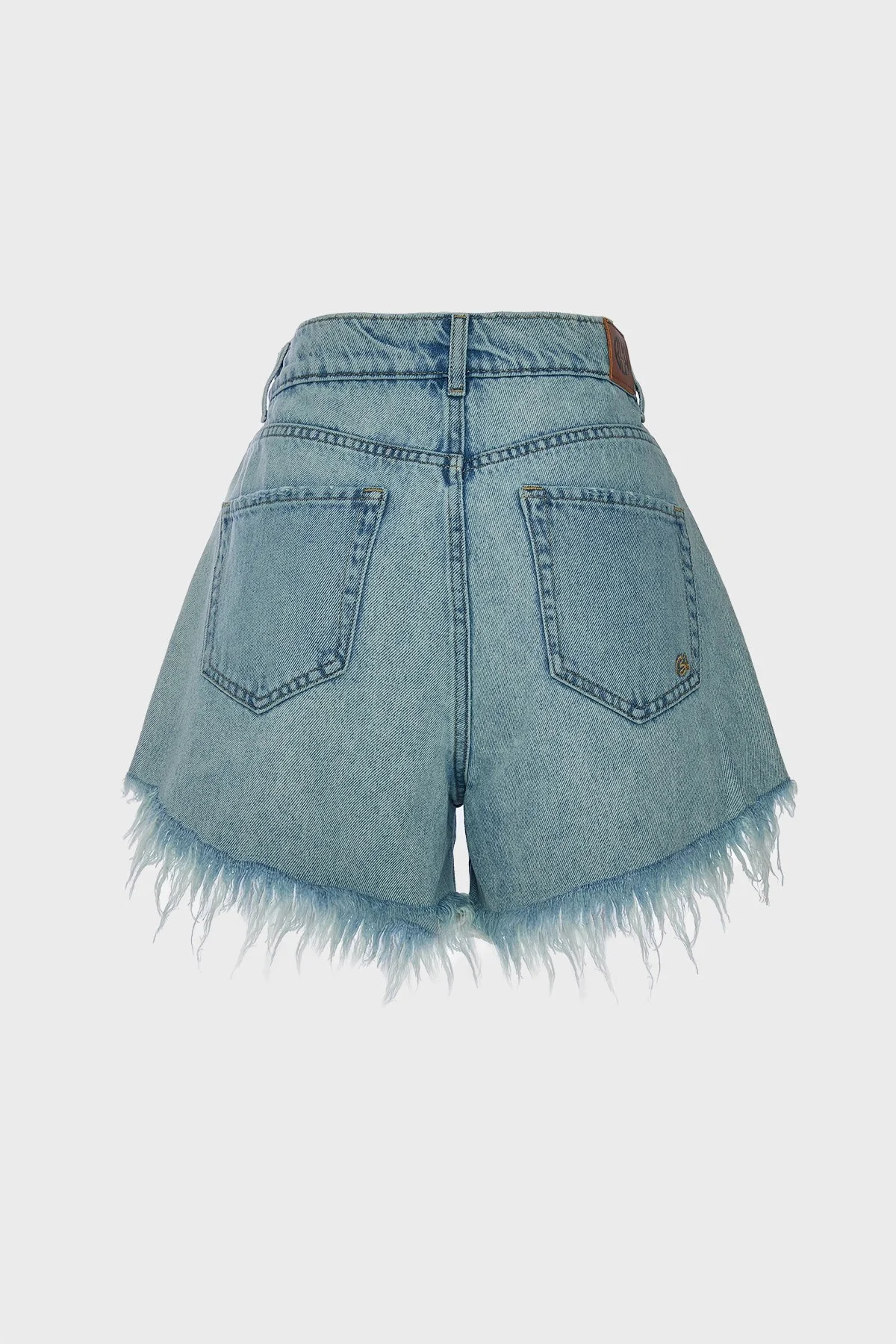 BSB % 100 Pamuk Yırtıklı Regular Fit Yüksek Bel Mini Kot Kadın Short 053-241903.971 MAVİ - 7