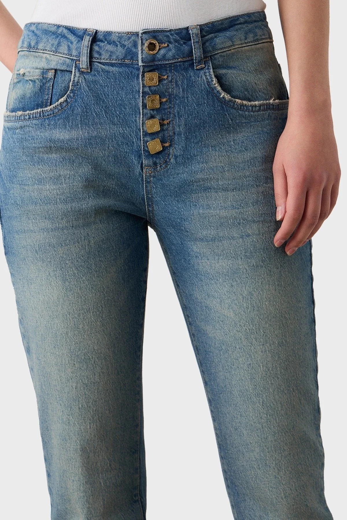 BSB Boyfriend Yüksek Bel Daralan Paça Kot Bayan Pantolon 053-212980.097 MAVİ - 3