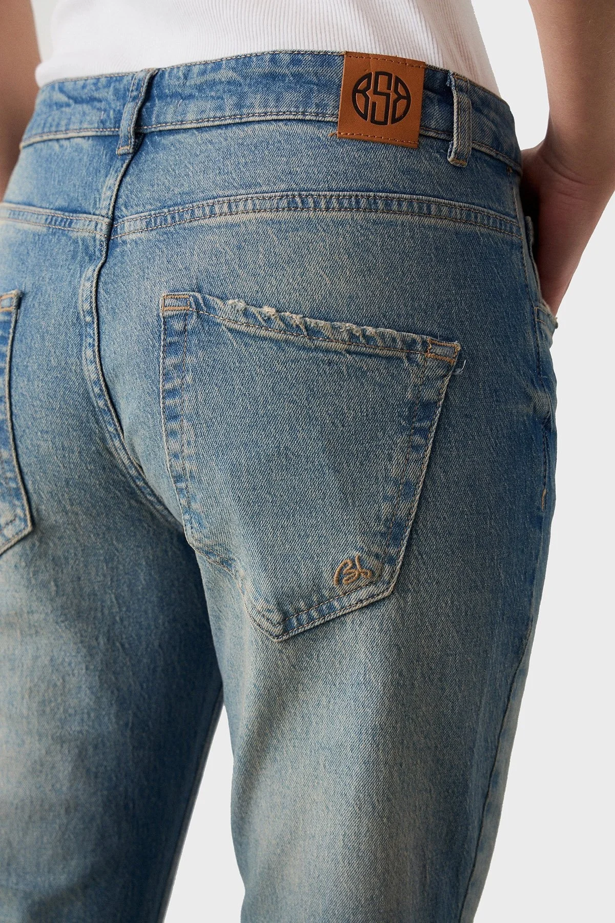 BSB Boyfriend Yüksek Bel Daralan Paça Kot Bayan Pantolon 053-212980.097 MAVİ - 5