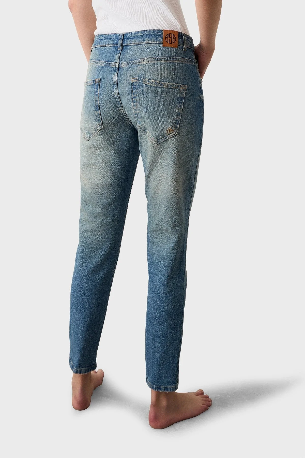 BSB Boyfriend Yüksek Bel Daralan Paça Kot Bayan Pantolon 053-212980.097 MAVİ - 6