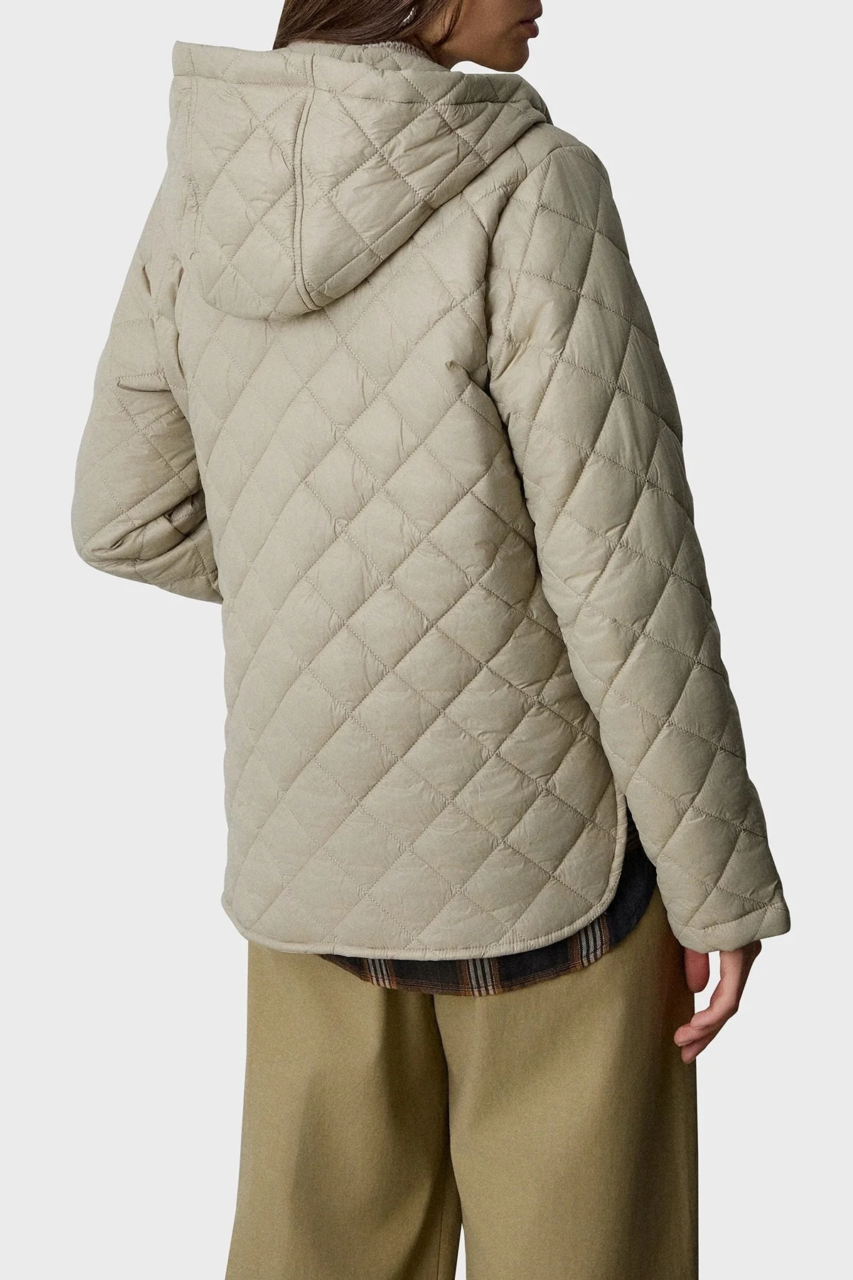 BSB Kapitoneli Çıkarılabilir Kapüşonlu Regular Fit Çıtçıt Düğmeli Bayan Ceket 053-217002.131 BEJ - 4