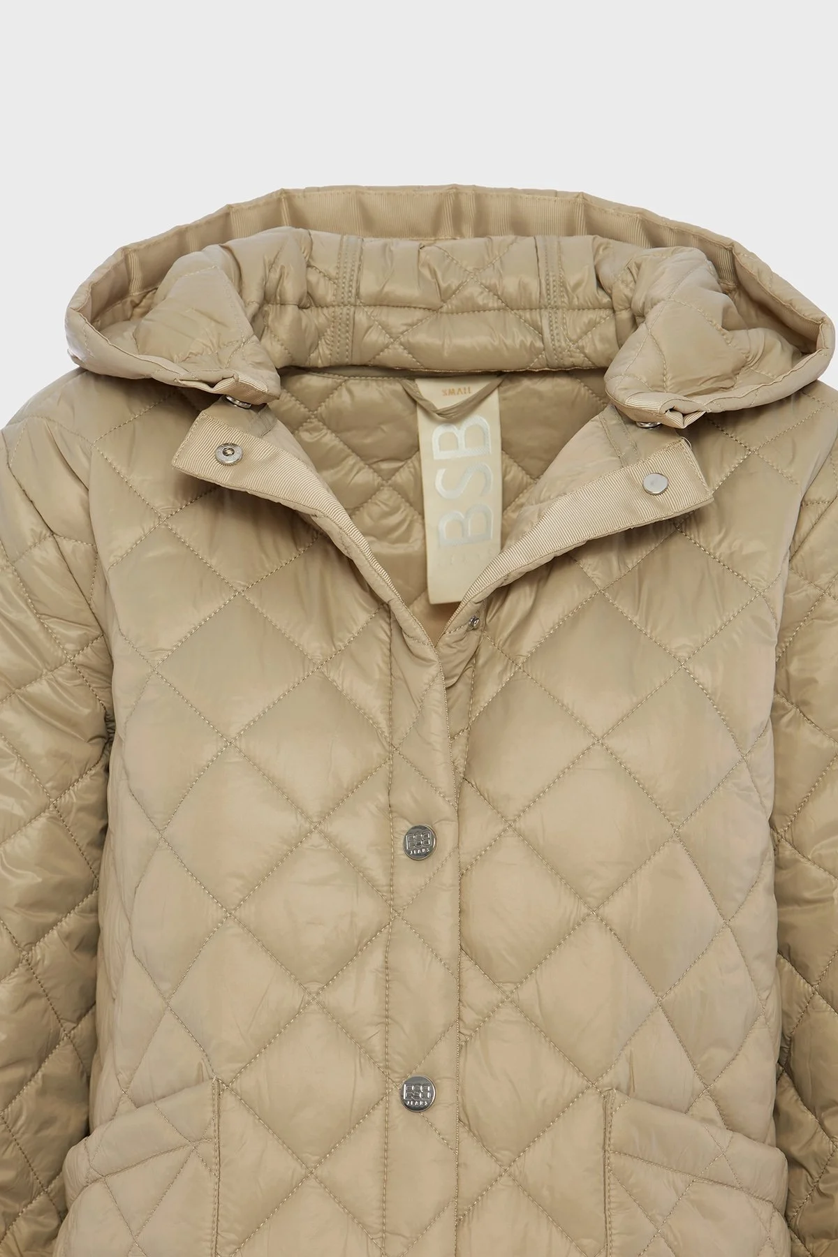 BSB Kapitoneli Çıkarılabilir Kapüşonlu Regular Fit Çıtçıt Düğmeli Bayan Ceket 053-217002.131 BEJ - 6