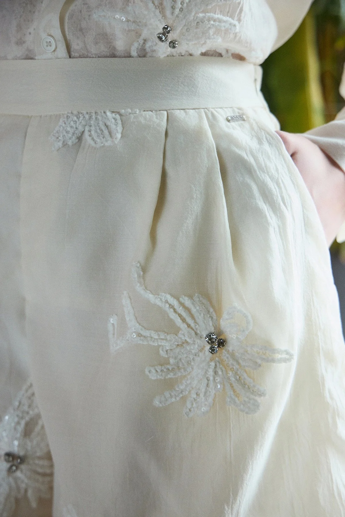 BSB Nakışlı Taş Detaylı Regular Fit Normal Bel Mini Bayan Short 053-141003.103 BEJ - 3