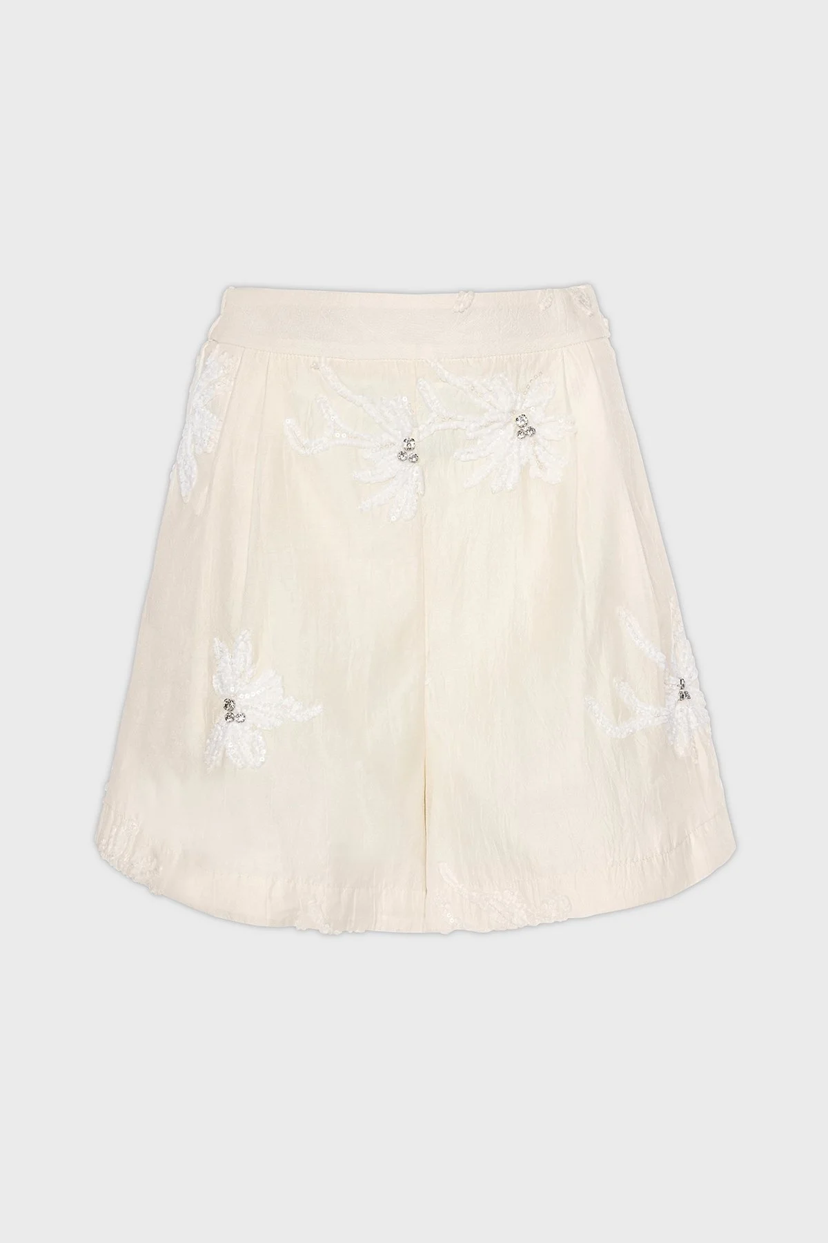 BSB Nakışlı Taş Detaylı Regular Fit Normal Bel Mini Bayan Short 053-141003.103 BEJ - 5