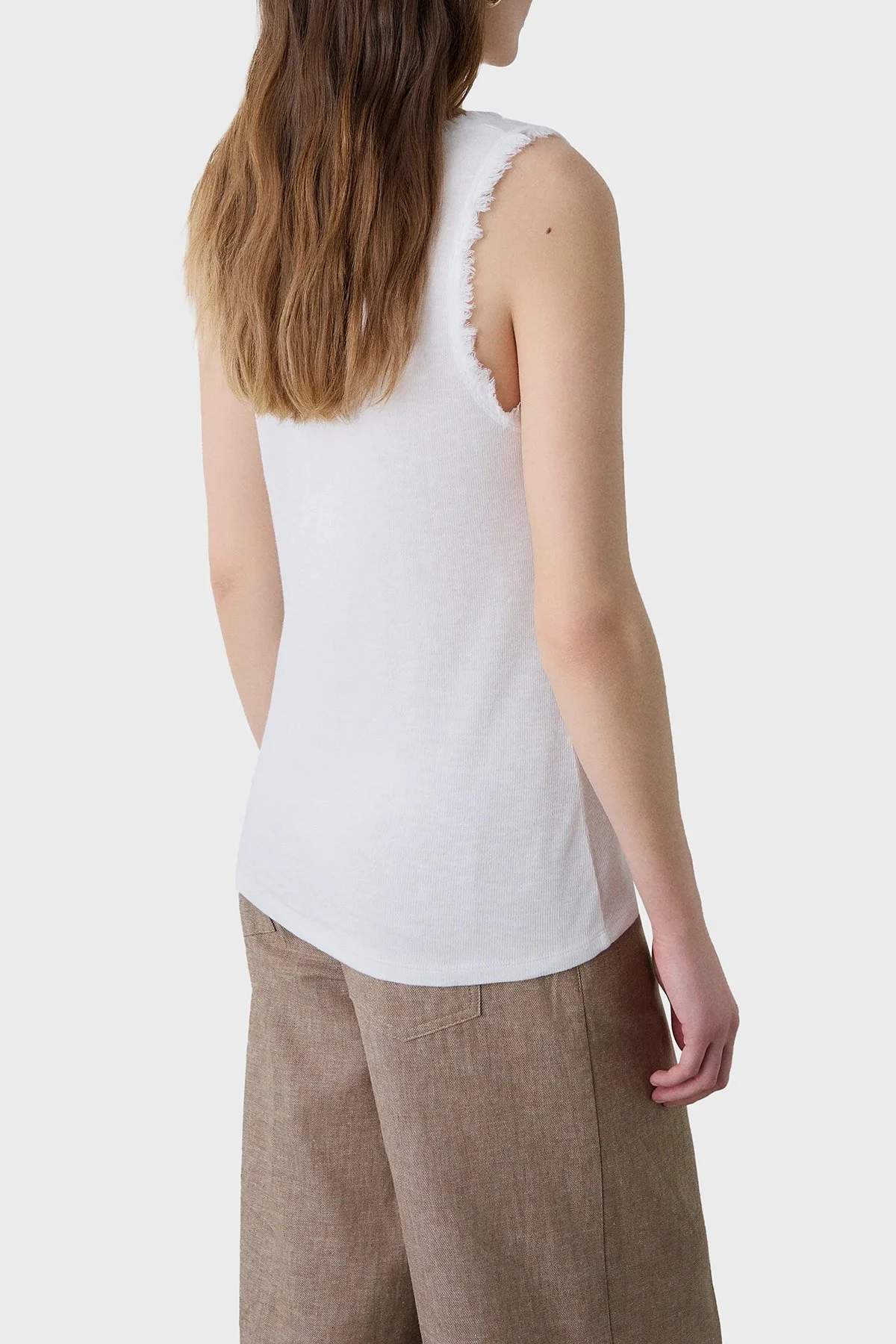 BSB Pamuk Karışımlı Regular Fit Yuvarlak Yaka Basic Kadın Top 053-210131.002 BEYAZ - 3
