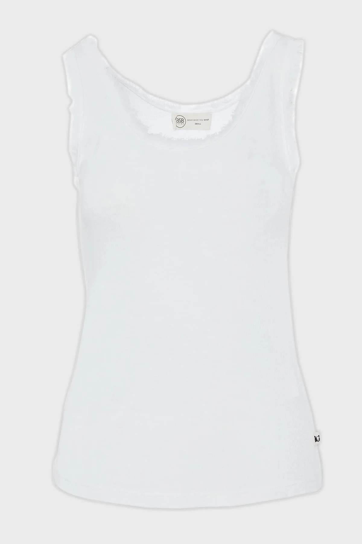 BSB Pamuk Karışımlı Regular Fit Yuvarlak Yaka Basic Kadın Top 053-210131.002 BEYAZ - 6