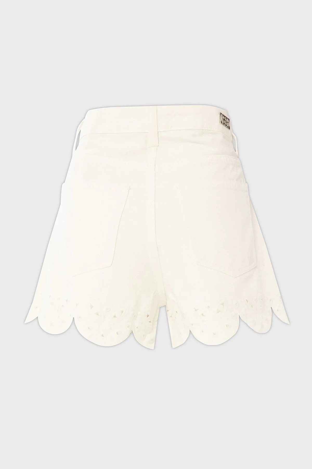 BSB Pamuklu Taş Detaylı Regular Fit Yüksek Bel Mini Kot Kadın Short 053-241803.002 BEYAZ - 6