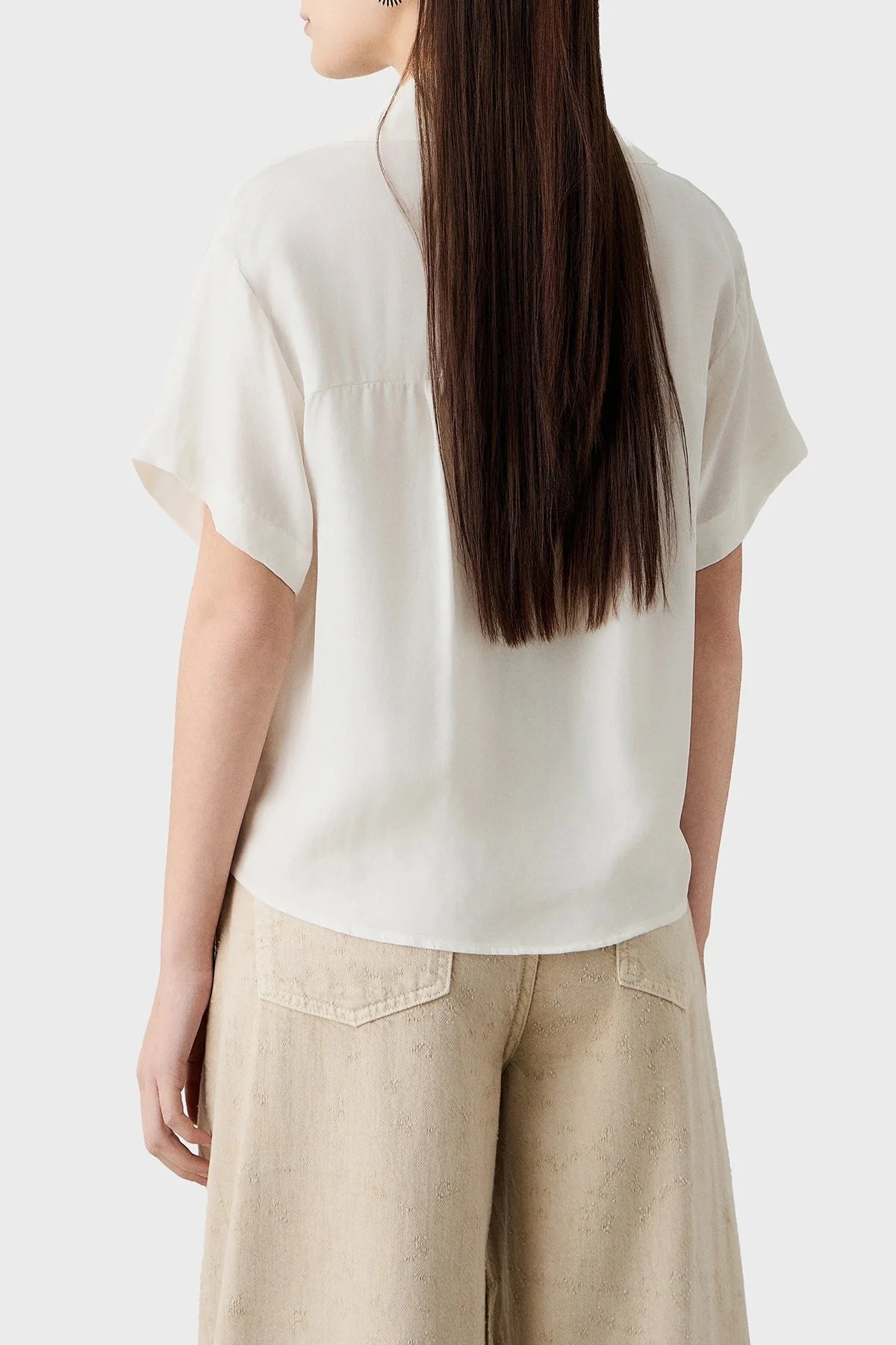 BSB Regular Fit V Yaka Kısa Kollu Bayan Bluz 053-210040.004 EKRU - 3