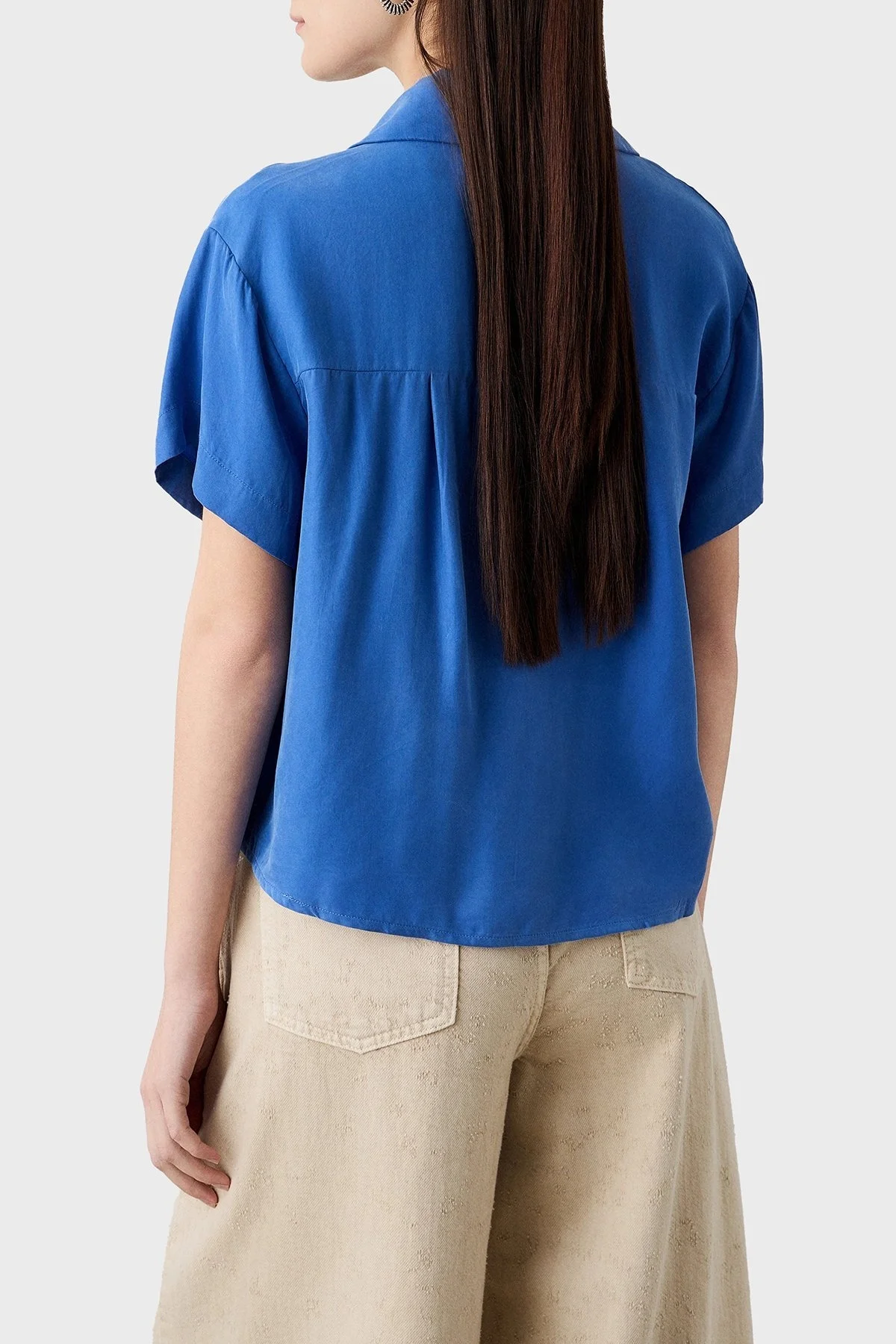 BSB Regular Fit V Yaka Kısa Kollu Bayan Bluz 053.210040-004 MAVİ - 3