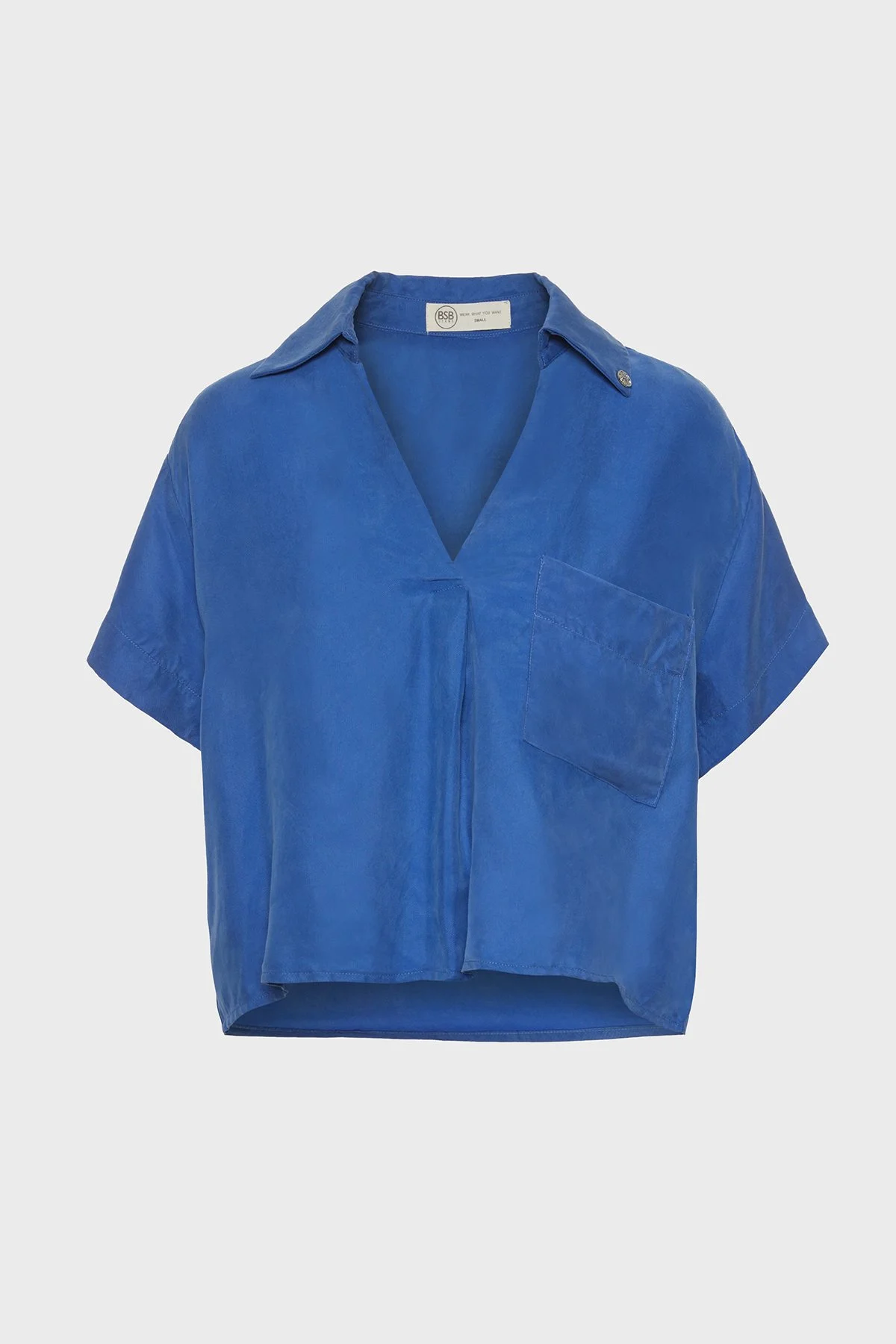 BSB Regular Fit V Yaka Kısa Kollu Kadın Bluz 053.210040-004 MAVİ - 5