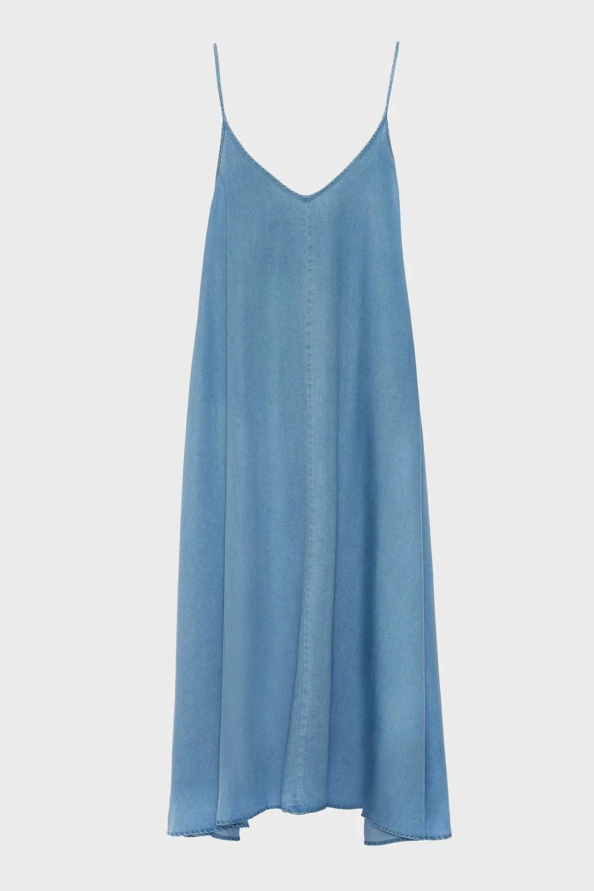 BSB Regular Fit V Yaka Kot Görünümlü Midi Bayan Elbise 053-211803.090 AÇIK MAVİ - 5