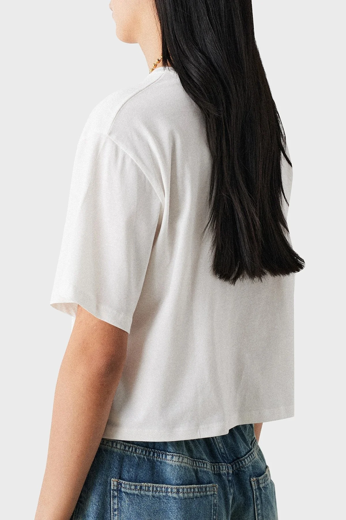 BSB Simli % 100 Pamuk Regular Fit Bisiklet Yaka Crop Bayan T Shirt 053-210114.004 BEYAZ - 2