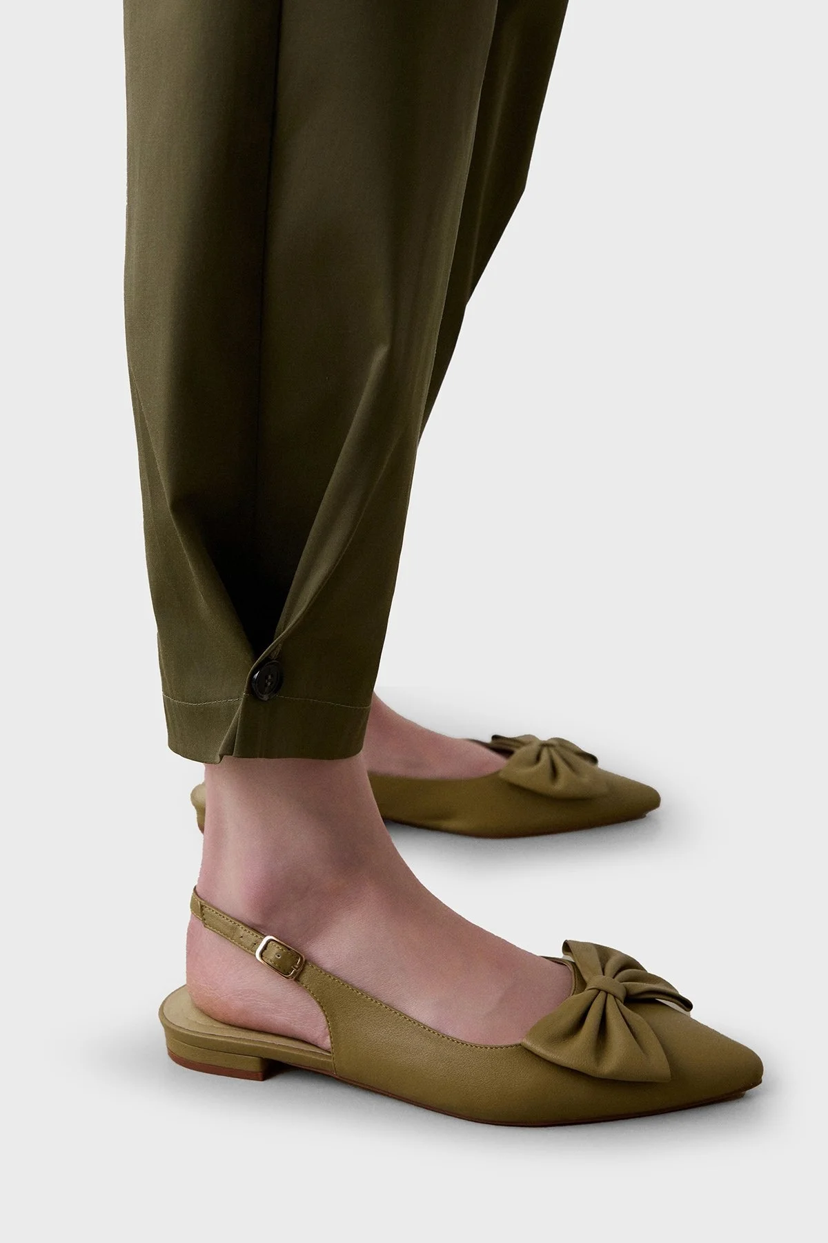 BSB Streç Pamuklu Regular Fit Yüksek Bel Düz Paça Kargo Bayan Pantolon 053-212021.054 HAKİ - 5