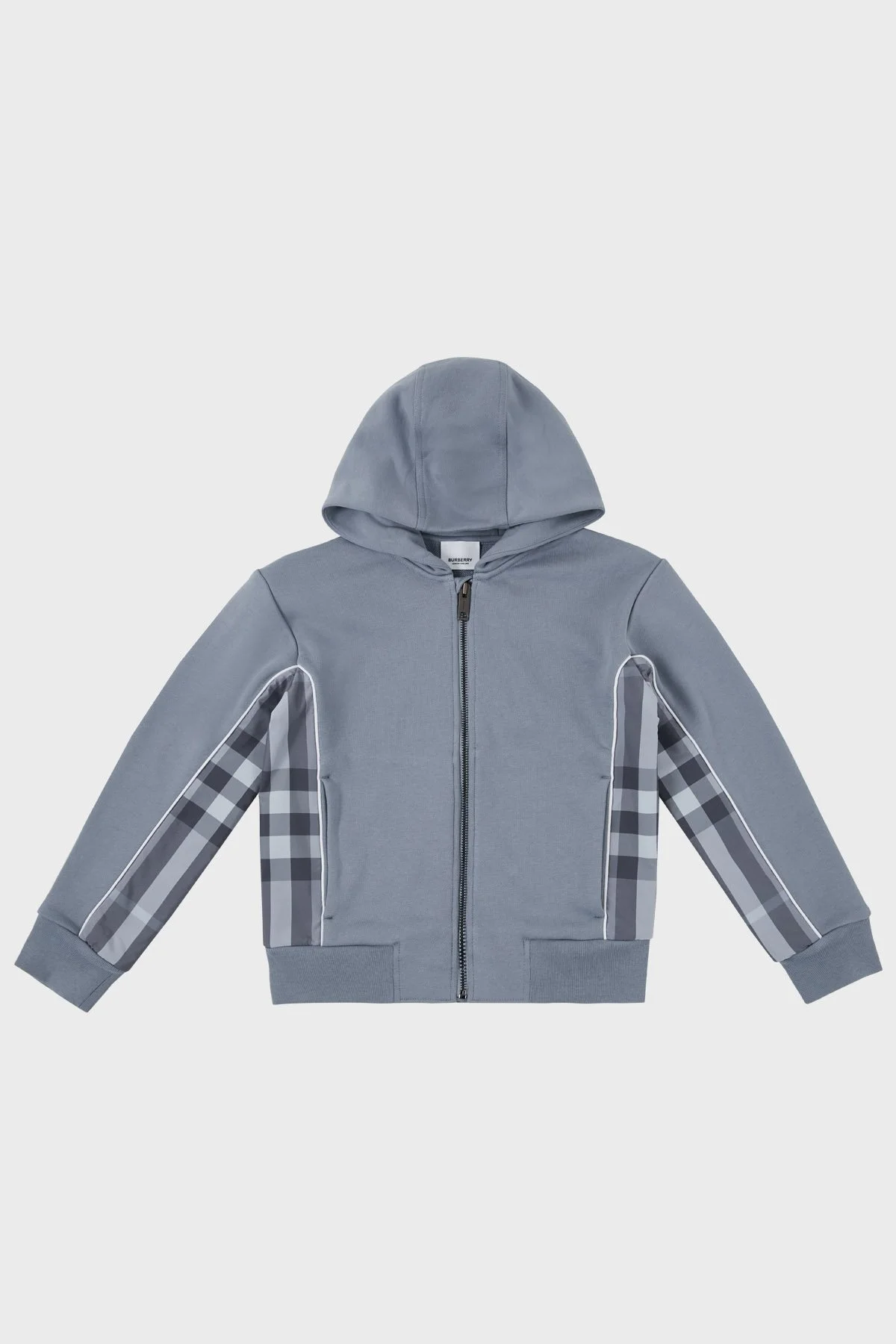 Burberry Pamuklu Fermuarlı Kapüşonlu Çocuk Sweat 8047429 SHALE BLUE Buz Mavisi - 5