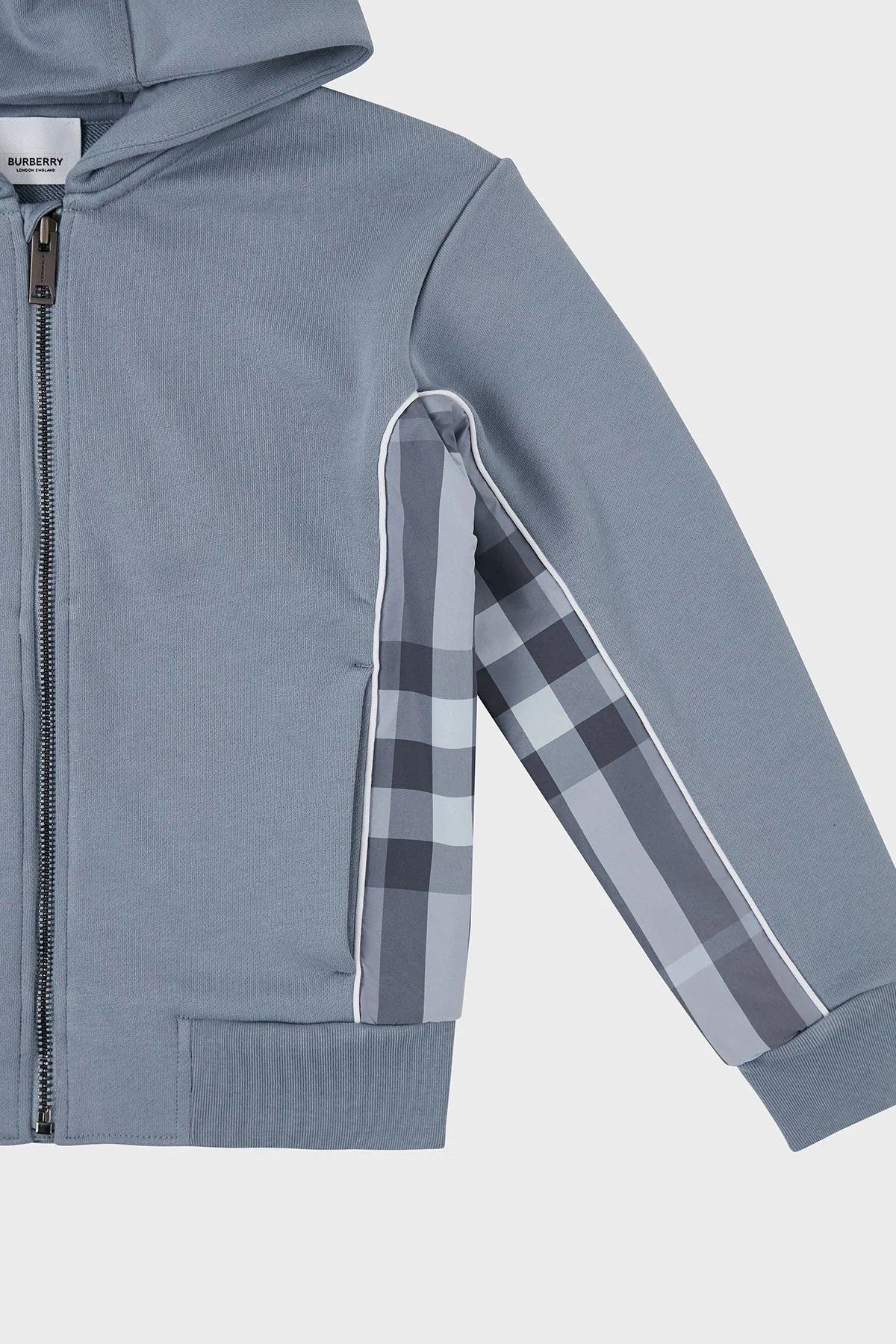 Burberry Pamuklu Fermuarlı Kapüşonlu Çocuk Sweat 8047429 SHALE BLUE Buz Mavisi - 6