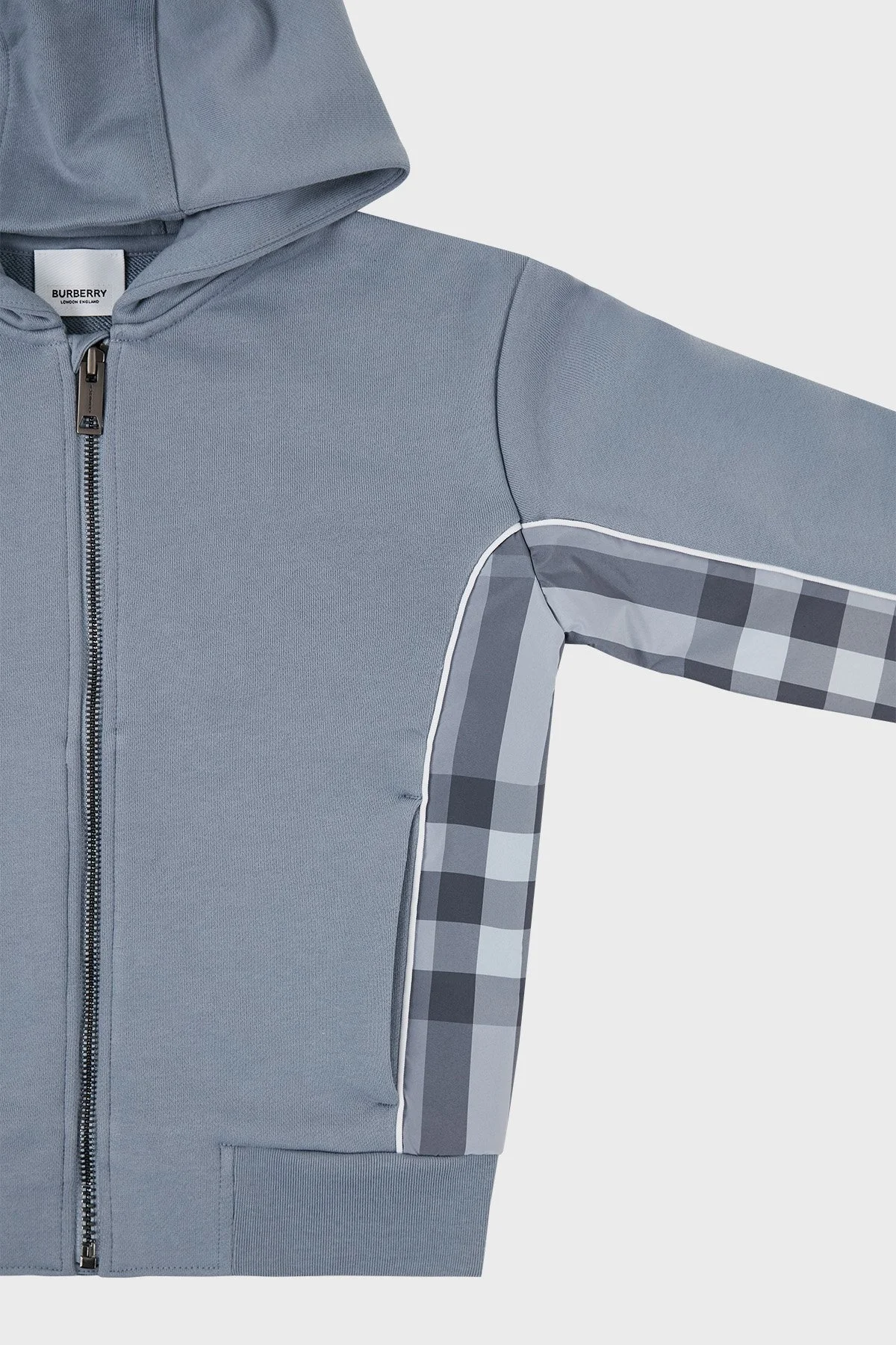 Burberry Pamuklu Fermuarlı Kapüşonlu Çocuk Sweat 8047429 SHALE BLUE Buz Mavisi - 8
