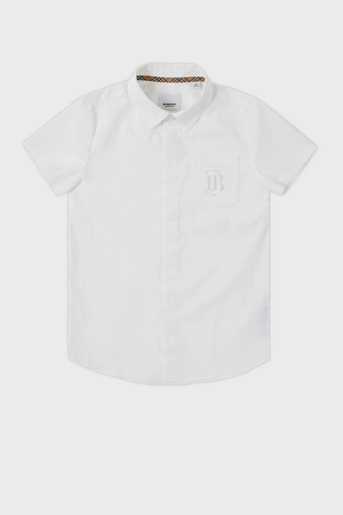 Burberry Streç Pamuklu Kısa Kollu Çocuk Gömlek 8048278 WHITE BEYAZ - 4