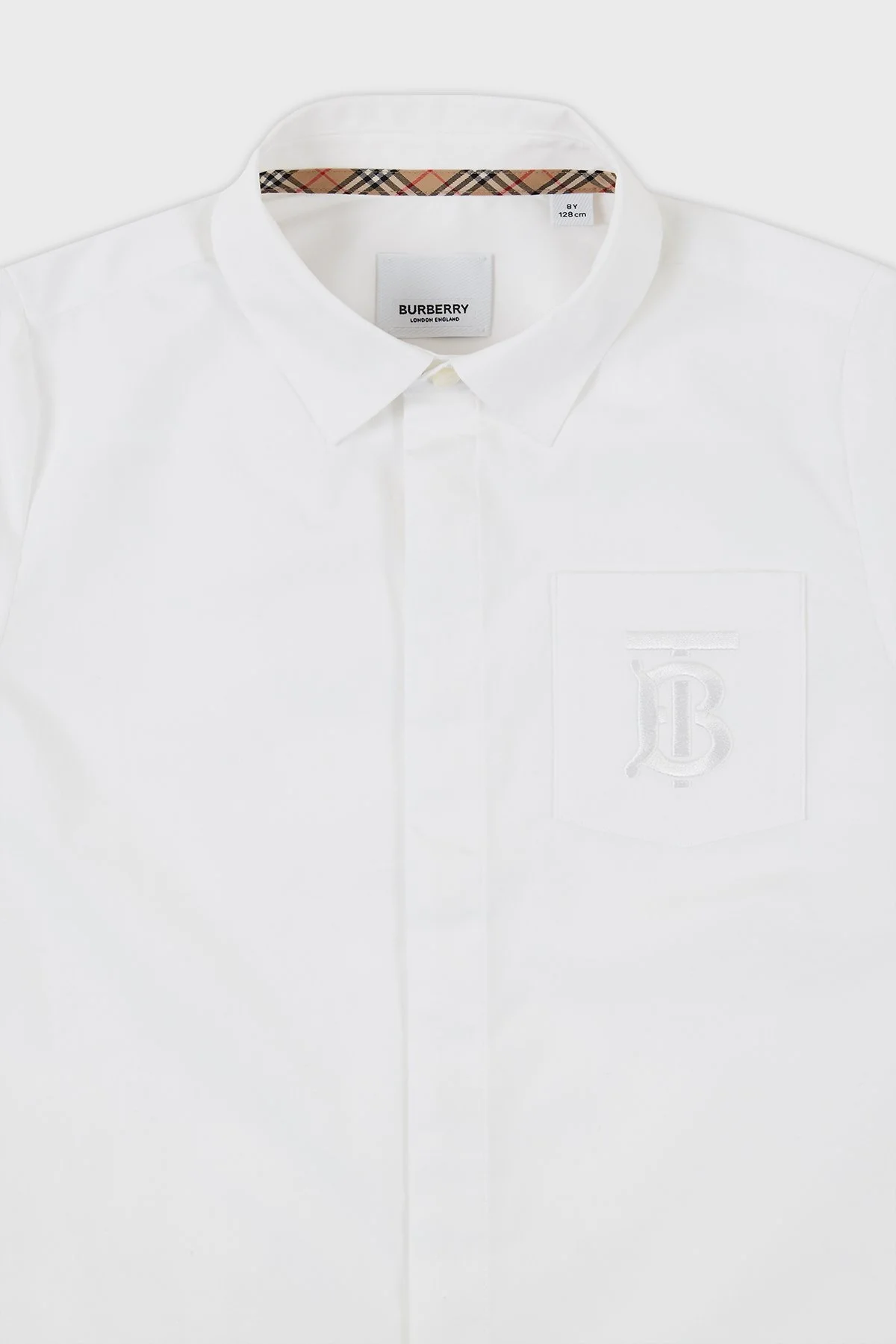 Burberry Streç Pamuklu Kısa Kollu Çocuk Gömlek 8048278 WHITE BEYAZ - 6