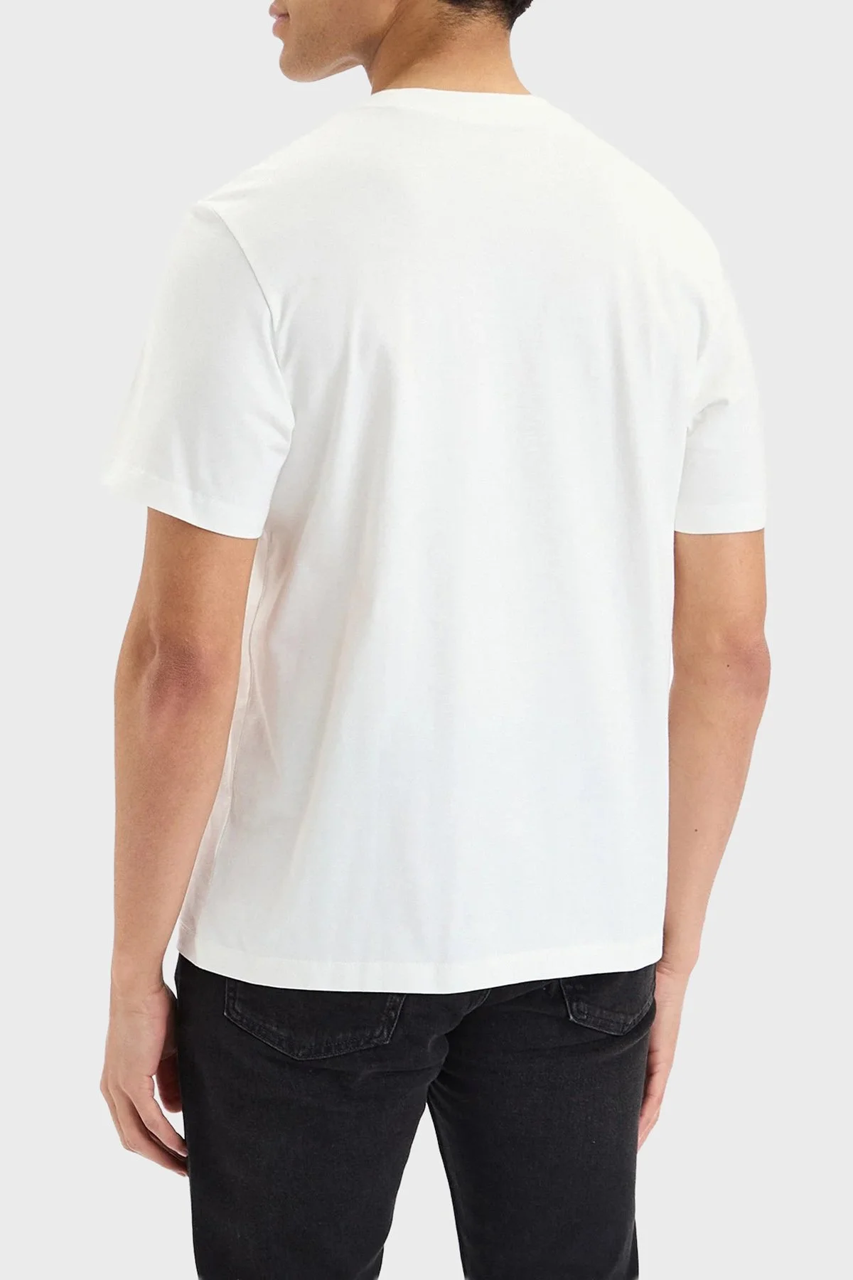 Calvin Klein % 100 Pamuk Bisiklet Yaka Logolu LV04LG813GYAF Erkek T Shirt LV04LG813G YAF BEYAZ - 3