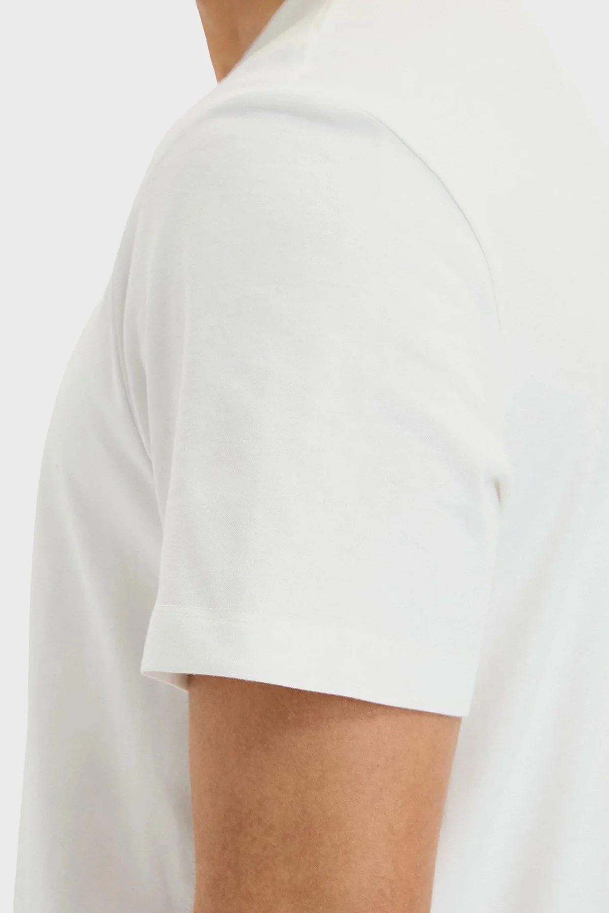 Calvin Klein % 100 Pamuk Bisiklet Yaka Logolu LV04LG813GYAF Erkek T Shirt LV04LG813G YAF BEYAZ - 5