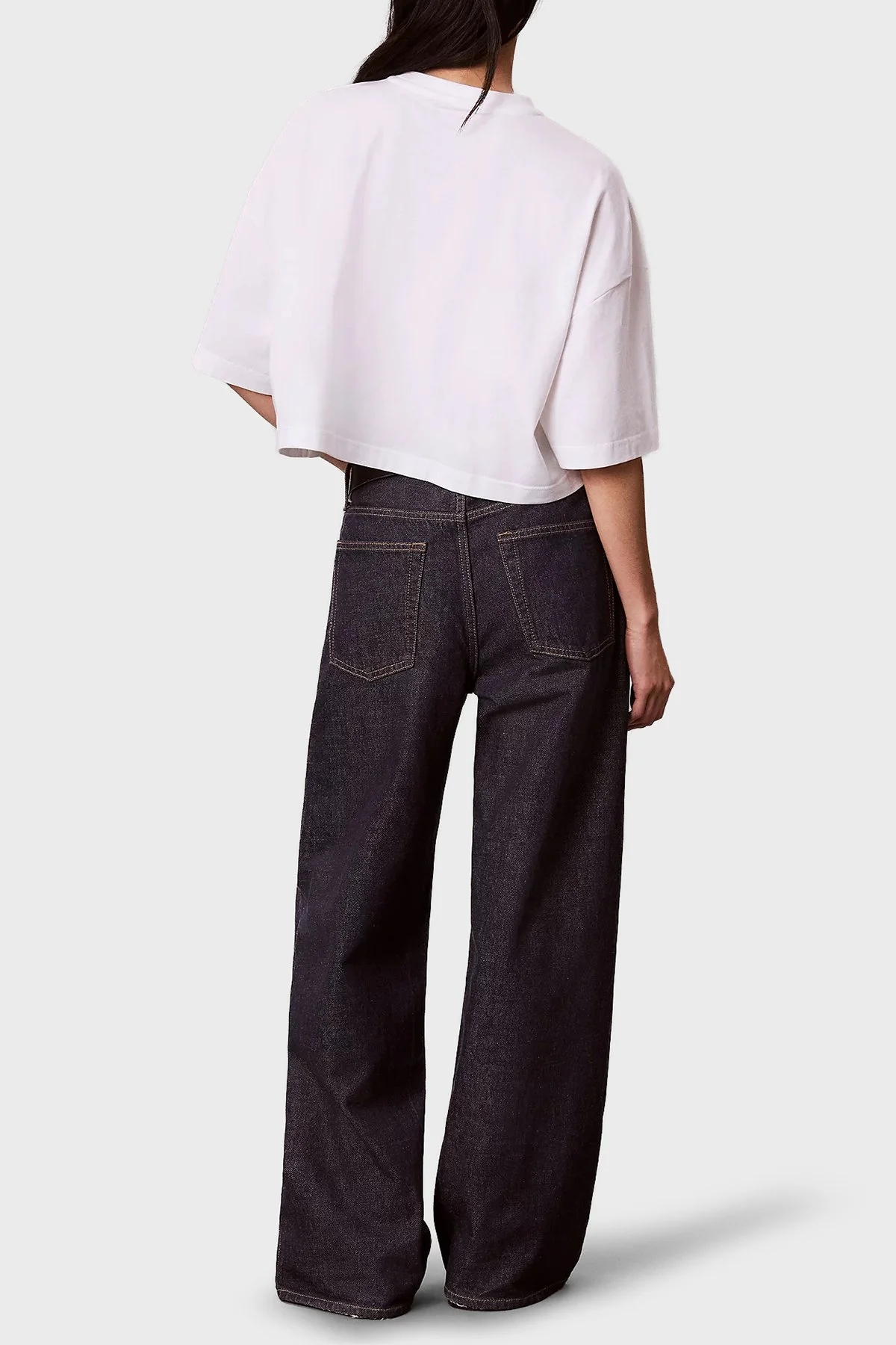 Calvin Klein % 100 Pamuk Boxy Fit Bisiklet Yaka LV047H820GYAF Kadın T Shirt LV047H820G YAF Beyaz - 3