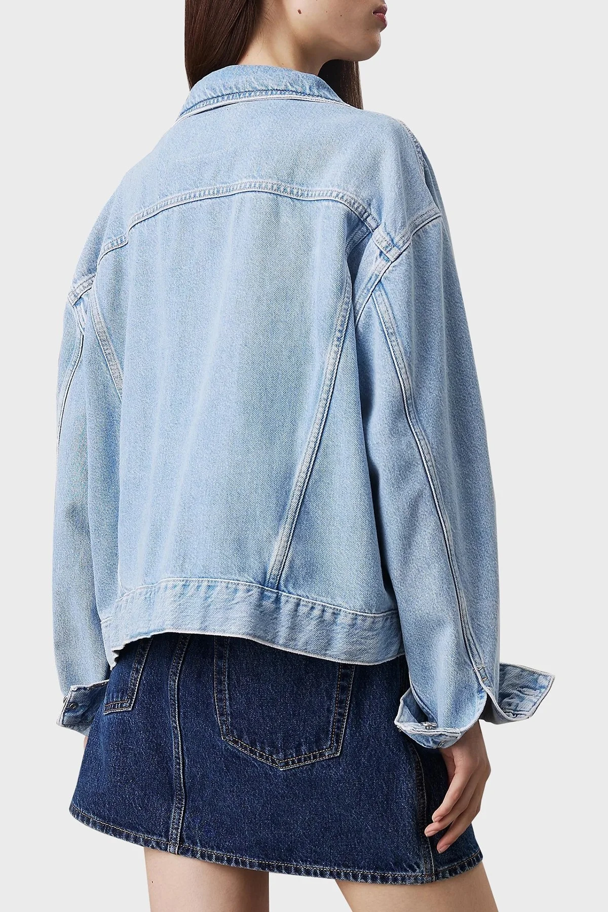 Calvin Klein % 100 Pamuk Boxy Fit J20J2245481A4 Bayan Kot Ceket J20J224548 1A4 MAVİ - 2