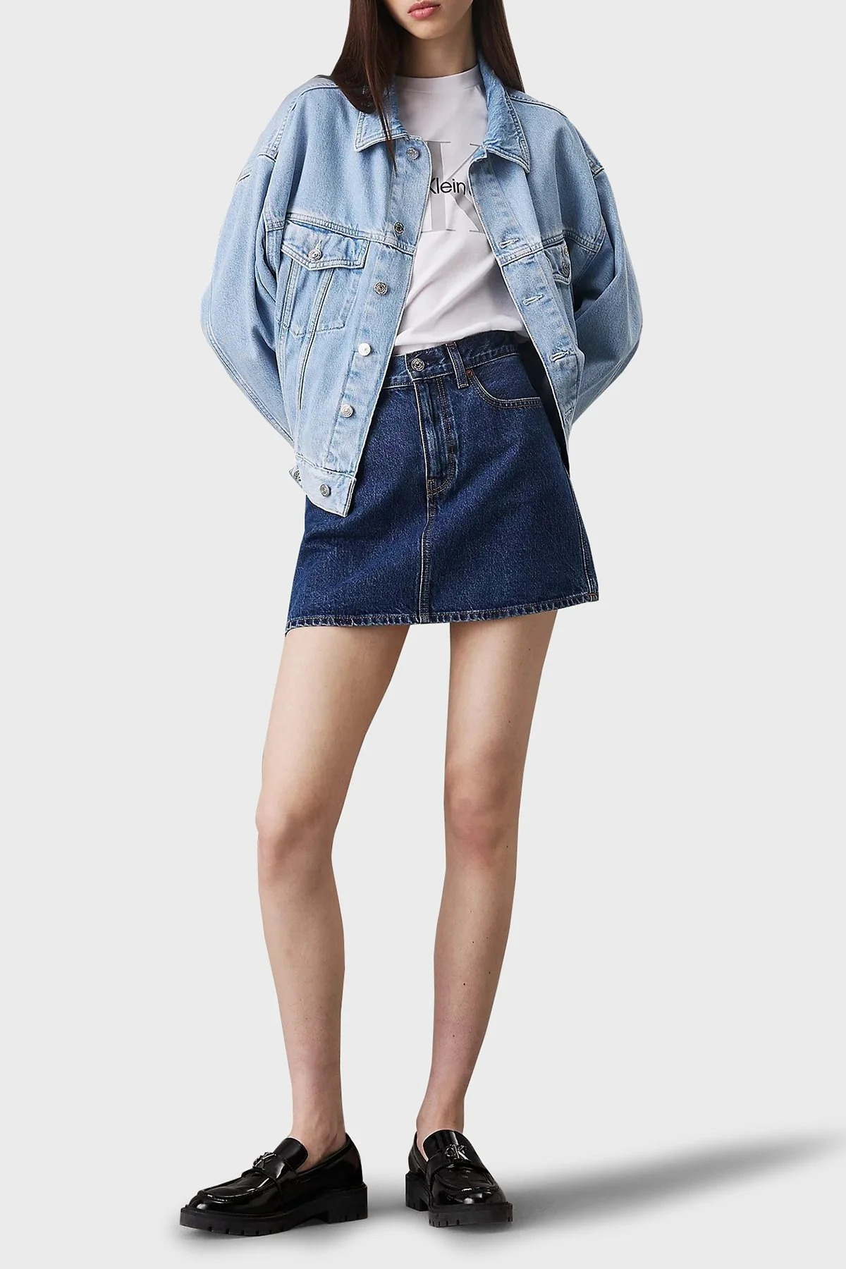 Calvin Klein % 100 Pamuk Boxy Fit J20J2245481A4 Bayan Kot Ceket J20J224548 1A4 MAVİ - 3