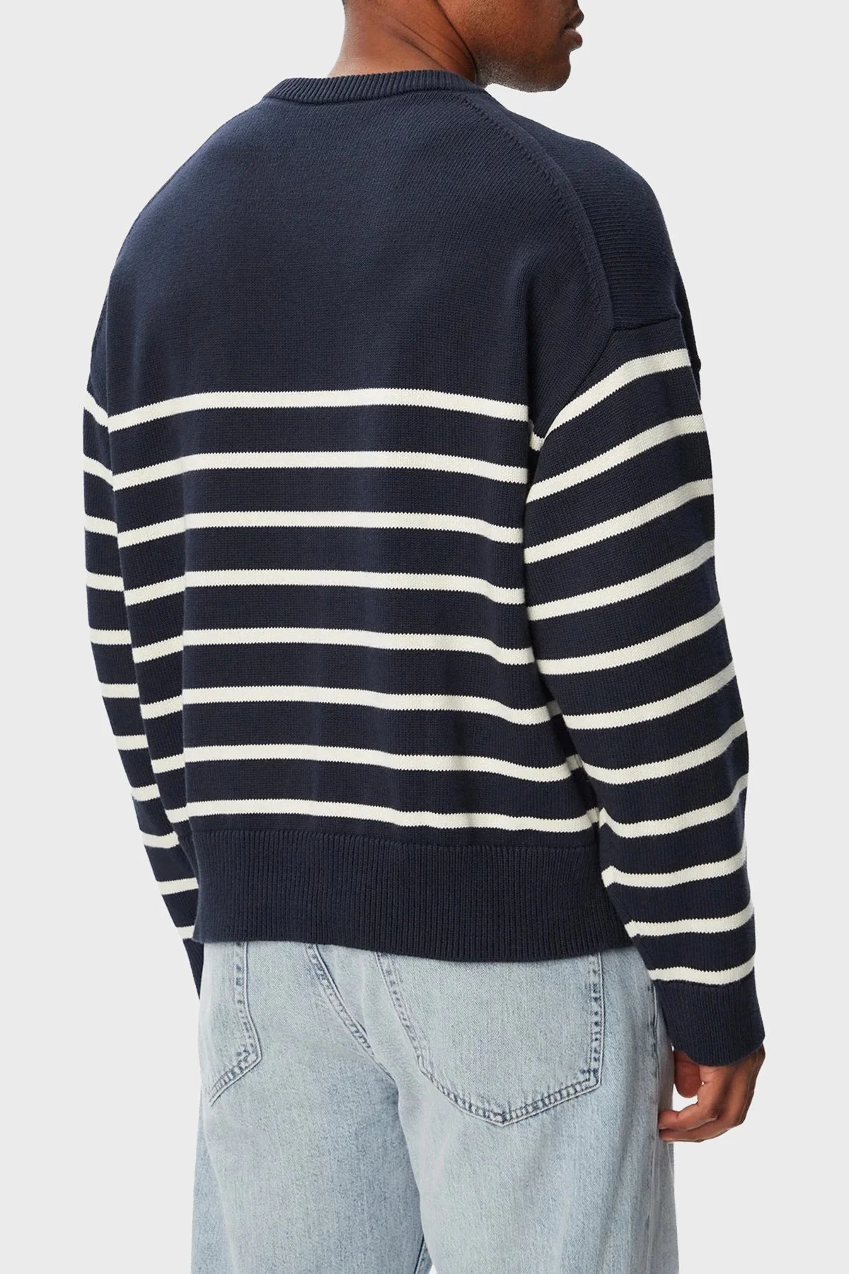Calvin Klein % 100 Pamuk Çizgili Relaxed Fit LV04RG305GCEF Erkek Sweat LV04RG305G CEF LACİVERT - 3